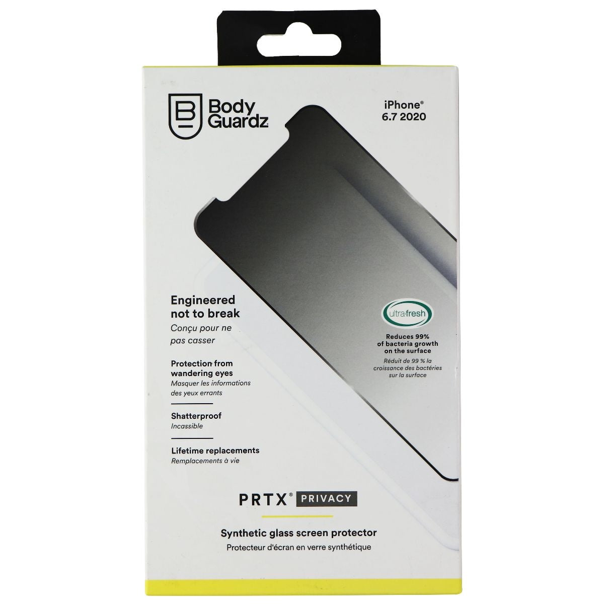 Bodyguardz PRTX Edge Privacy Screen Protector for the iPhone 12 Pro Max Cell Phone - Screen Protectors BODYGUARDZ    - Simple Cell Bulk Wholesale Pricing - USA Seller