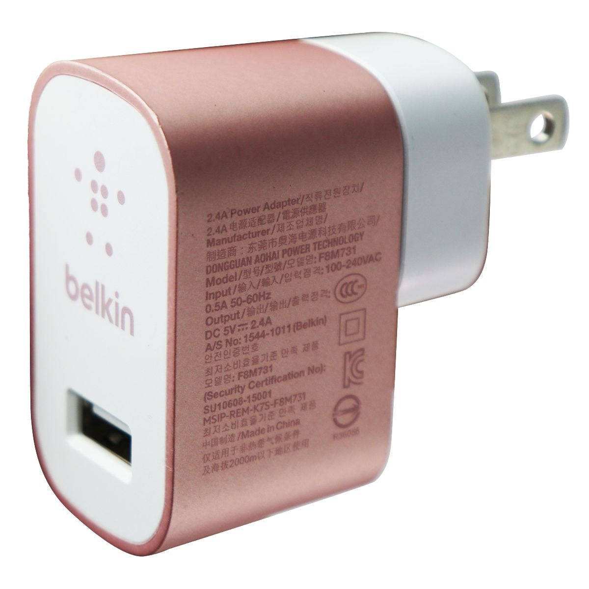 Belkin Mixit USB Wall Charger 2.4 Amp / 12 Watt - Rose Gold / Pink / White Cell Phone - Chargers & Cradles Belkin    - Simple Cell Bulk Wholesale Pricing - USA Seller