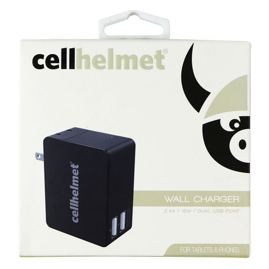 CellHelmet Dual USB Port Wall Charger (2.4A/12W) - Black Cell Phone - Chargers & Cradles CellHelmet    - Simple Cell Bulk Wholesale Pricing - USA Seller