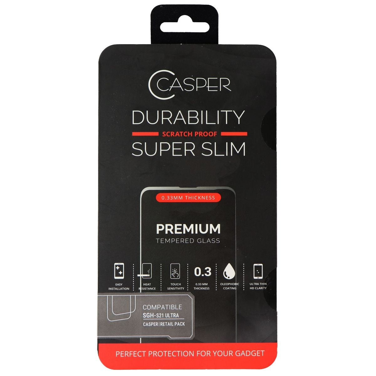 Casper Durability Series Slim Screen Protector for Samsung Galaxy S21 Ultra Cell Phone - Screen Protectors Casper    - Simple Cell Bulk Wholesale Pricing - USA Seller