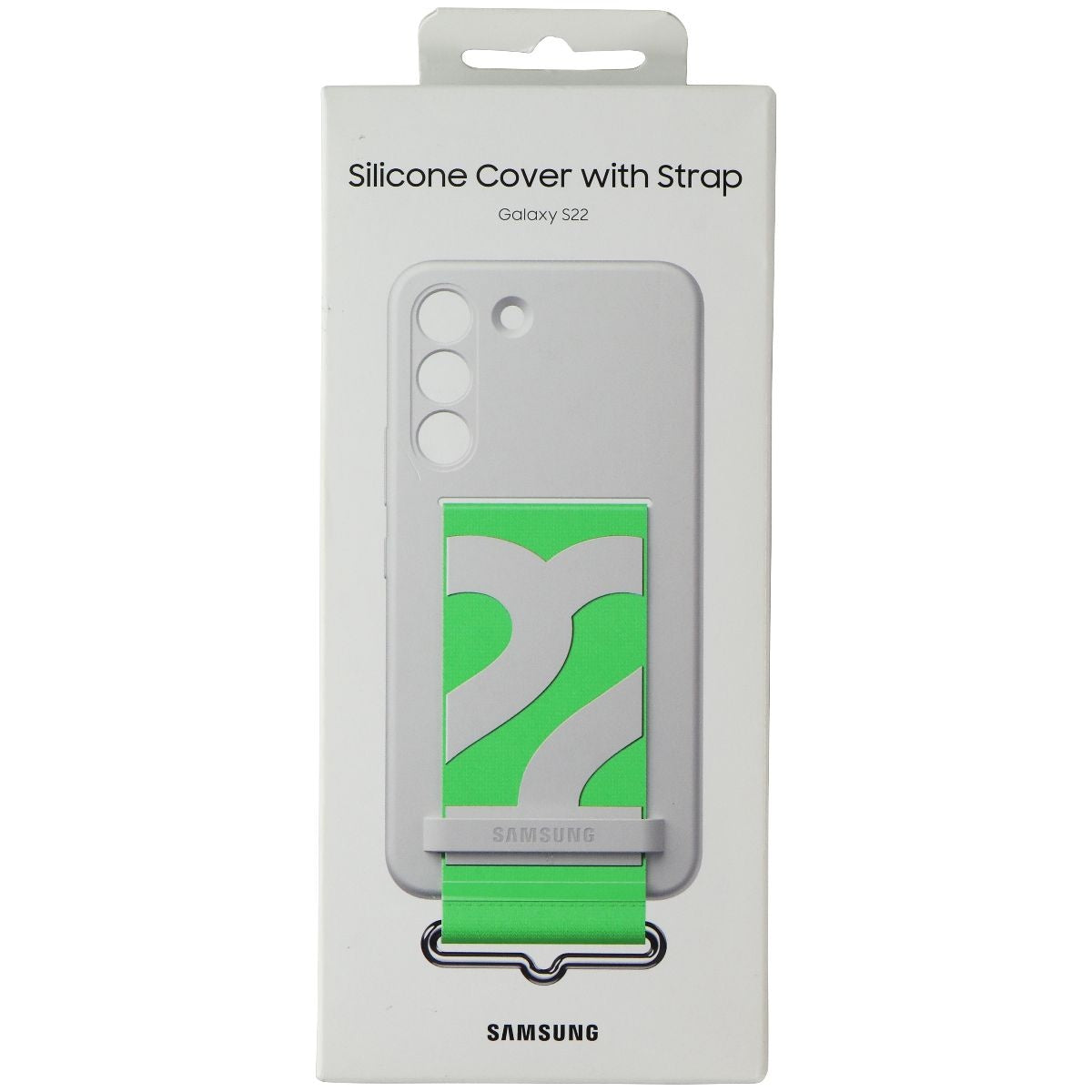 SAMSUNG Silicone Cover with Strap for Samsung Galaxy S22 - White / Green Cell Phone - Cases, Covers & Skins Samsung    - Simple Cell Bulk Wholesale Pricing - USA Seller