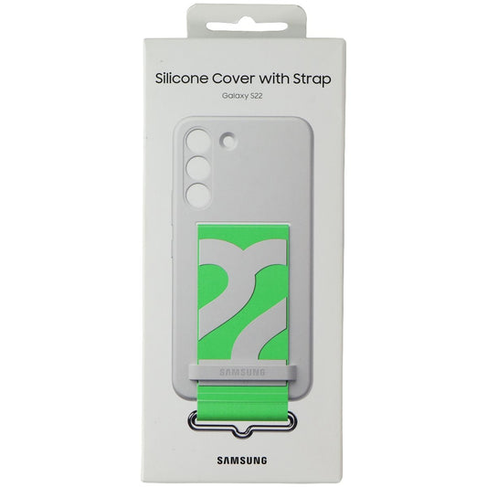 SAMSUNG Silicone Cover with Strap for Samsung Galaxy S22 - White / Green Cell Phone - Cases, Covers & Skins Samsung    - Simple Cell Bulk Wholesale Pricing - USA Seller
