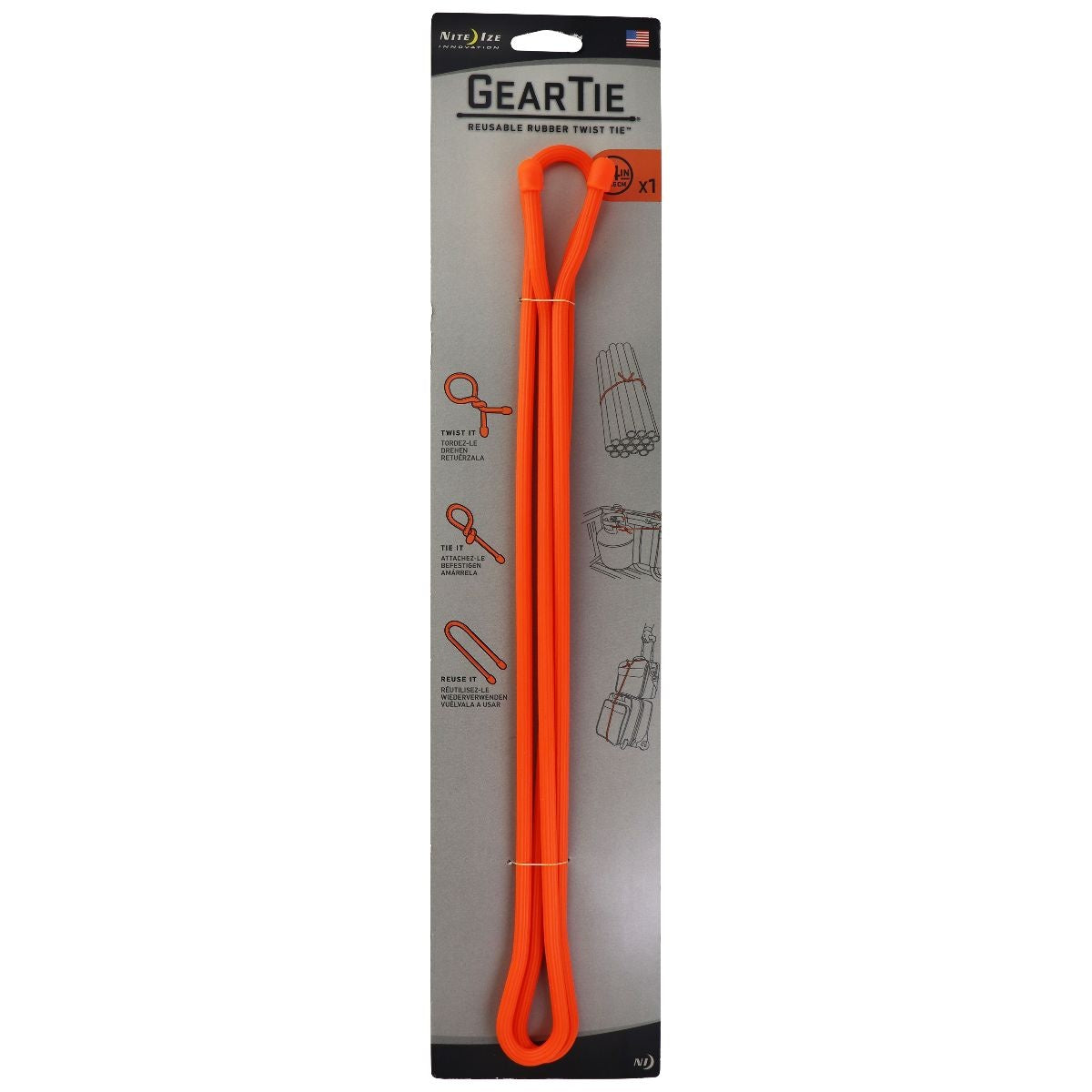Nite Ize GearTie Reusable Rubber (64-inch) Twist Tie - Orange (Single) Home Improvement - Other Home Improvement Nite Ize    - Simple Cell Bulk Wholesale Pricing - USA Seller