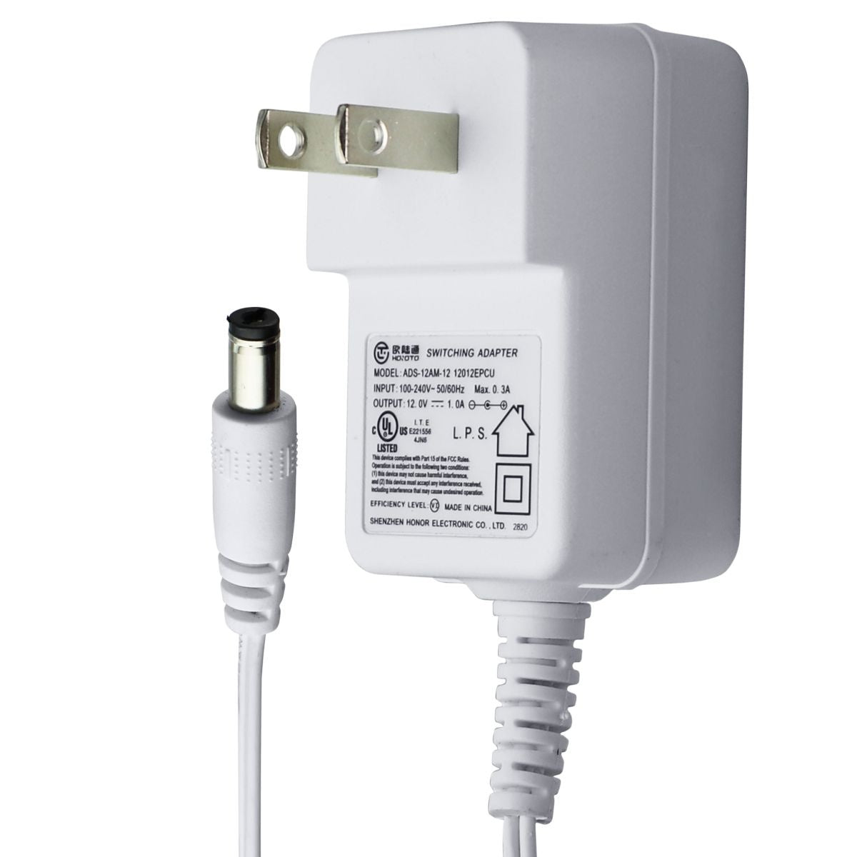 HOIOTO (12V/1A) Switching Adapter Wall Charger - White (ADS-12AM-12) Multipurpose Batteries & Power - Multipurpose AC to DC Adapters Hoioto    - Simple Cell Bulk Wholesale Pricing - USA Seller