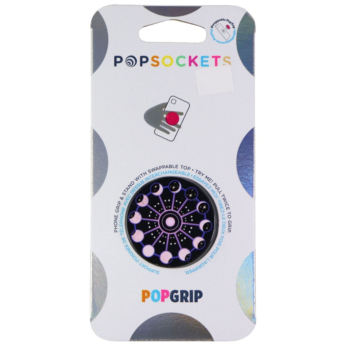 PopSockets PopGrip with Swappable Top for Phones - Lunar Cycle (Gloss) Cell Phone - Mounts & Holders PopSockets    - Simple Cell Bulk Wholesale Pricing - USA Seller