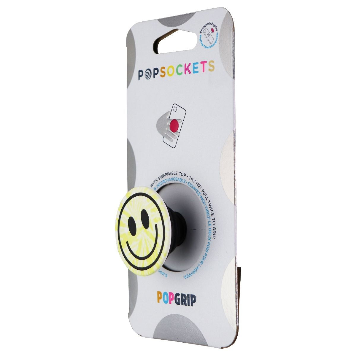 PopSockets Swappable PopGrip Phone Grip and Stand - Tie Dye Smiley Cell Phone - Mounts & Holders PopSockets    - Simple Cell Bulk Wholesale Pricing - USA Seller