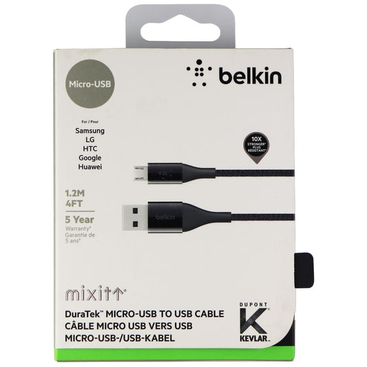 Belkin MIXIT (4-Foot) DuraTek Braided Micro-USB to USB Charge/Sync Cable - Black Cell Phone - Cables & Adapters Belkin    - Simple Cell Bulk Wholesale Pricing - USA Seller