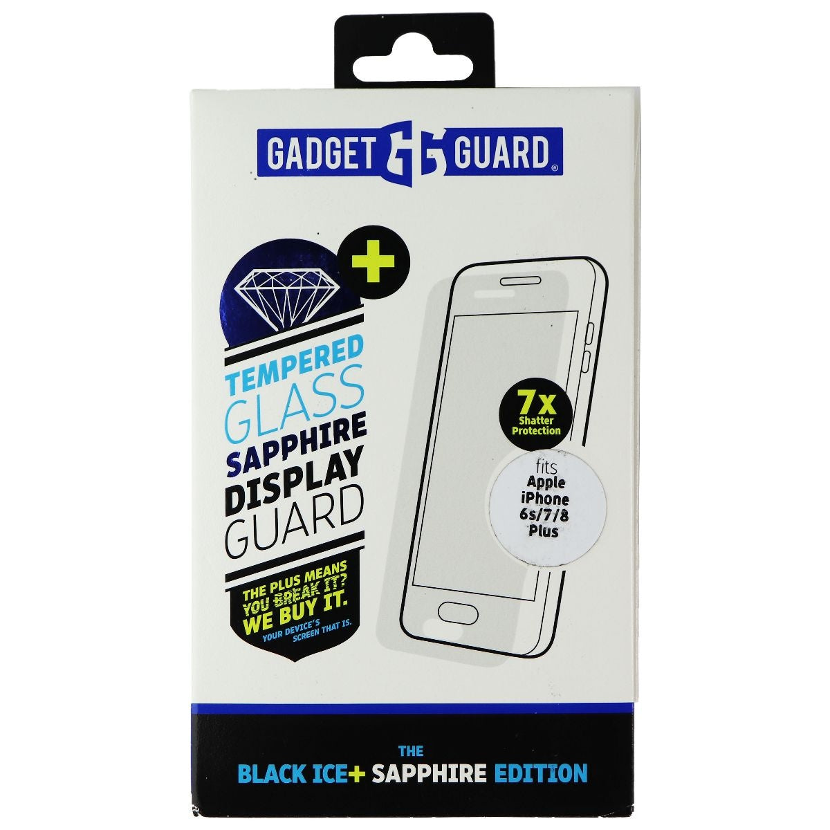 Gadget Guard (Black Ice+) Sapphire Glass for Apple iPhone 8 Plus/7 Plus - Clear Cell Phone - Screen Protectors Gadget Guard    - Simple Cell Bulk Wholesale Pricing - USA Seller