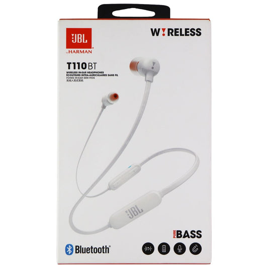 JBL T110BT Wireless In-Ear Neckband Headphones - White (JBLT110WHT) Portable Audio - Headphones JBL    - Simple Cell Bulk Wholesale Pricing - USA Seller