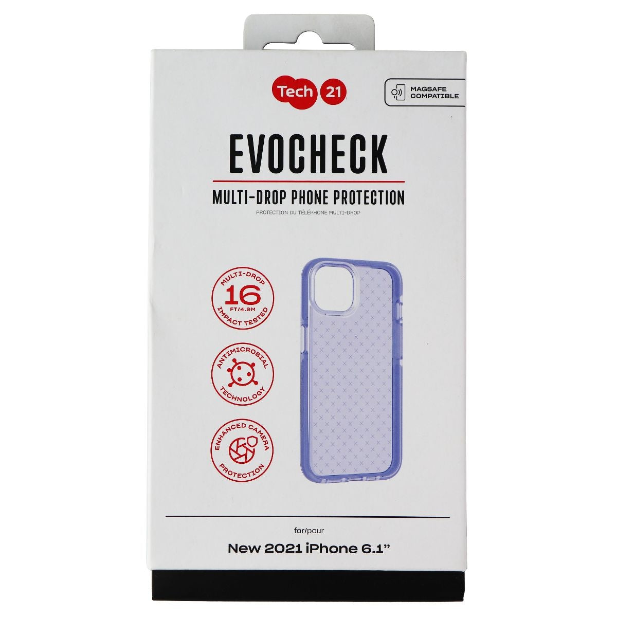 Tech21 Evo Check Series Gel Case for Apple iPhone 13 - Lavender Cell Phone - Cases, Covers & Skins Tech21    - Simple Cell Bulk Wholesale Pricing - USA Seller