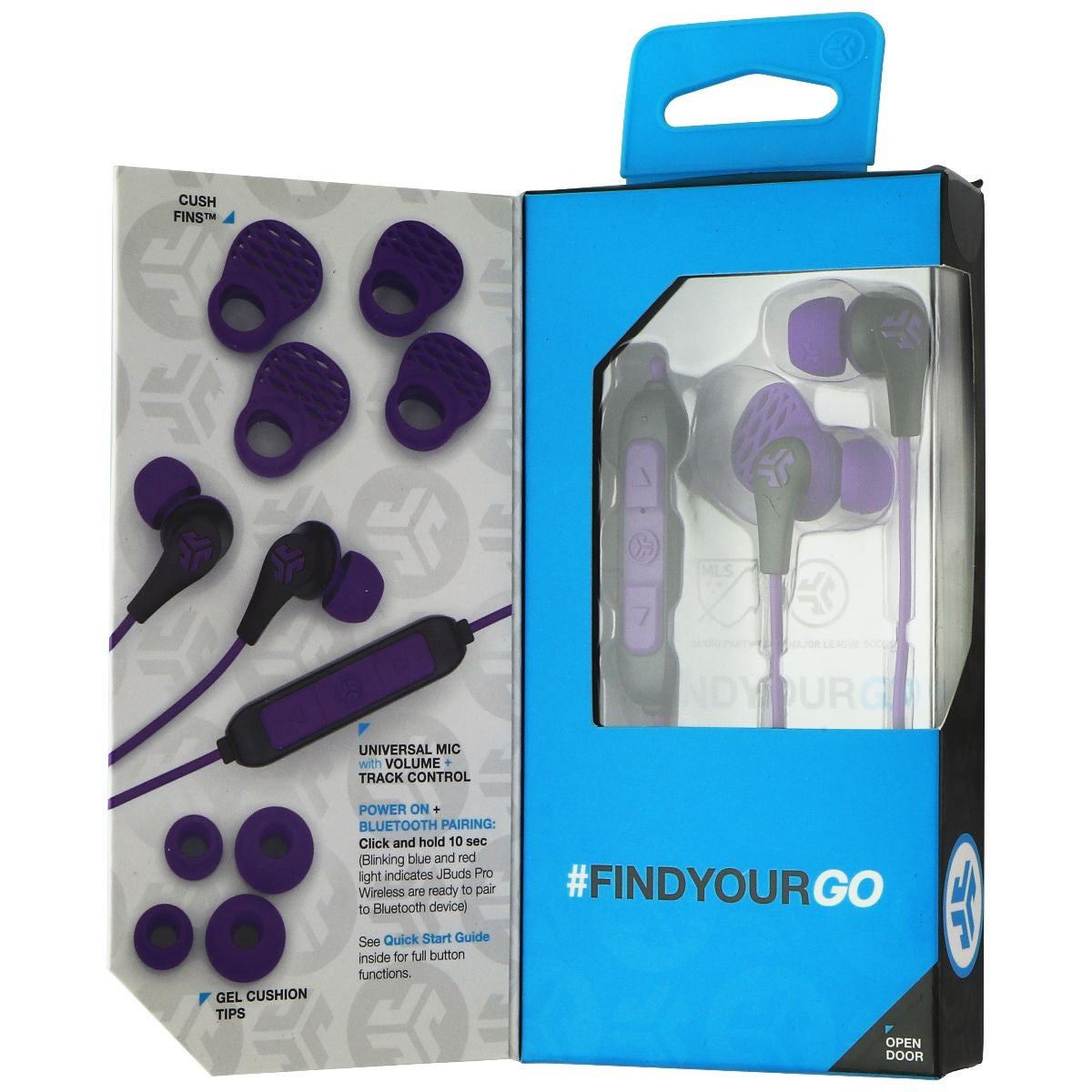 JLab Audio JBuds Pro Bluetooth Wireless Signature Earbuds - Black/Purple Portable Audio - Headphones JLAB    - Simple Cell Bulk Wholesale Pricing - USA Seller