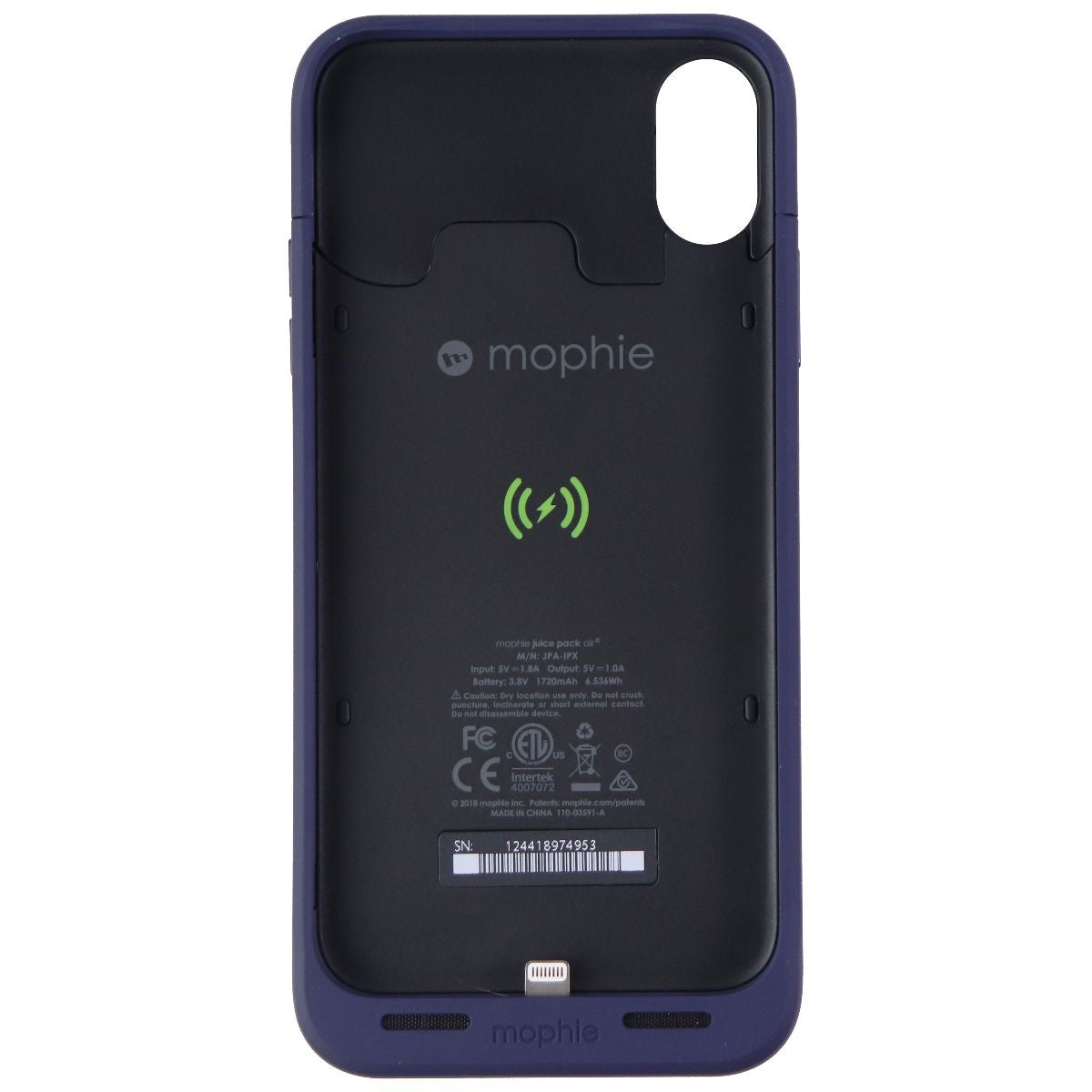 Mophie Juice Pack Wireless Qi Charging Battery Case for Apple iPhone X – Blue Cell Phone - Cases, Covers & Skins Mophie    - Simple Cell Bulk Wholesale Pricing - USA Seller