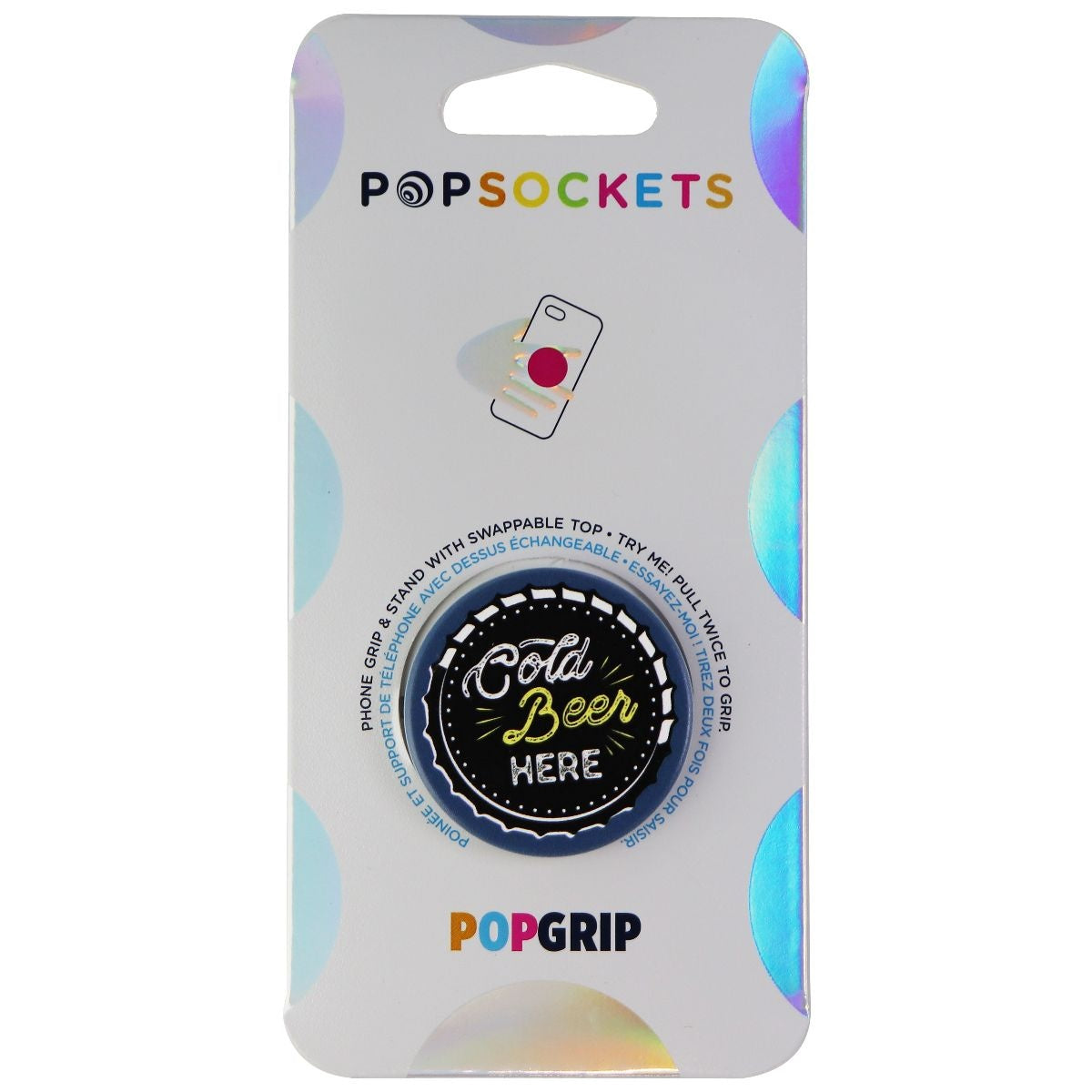 PopSockets PopGrip Expanding Stand and Grip with Swappable Top - Cold Beer Here Cell Phone - Mounts & Holders PopSockets    - Simple Cell Bulk Wholesale Pricing - USA Seller