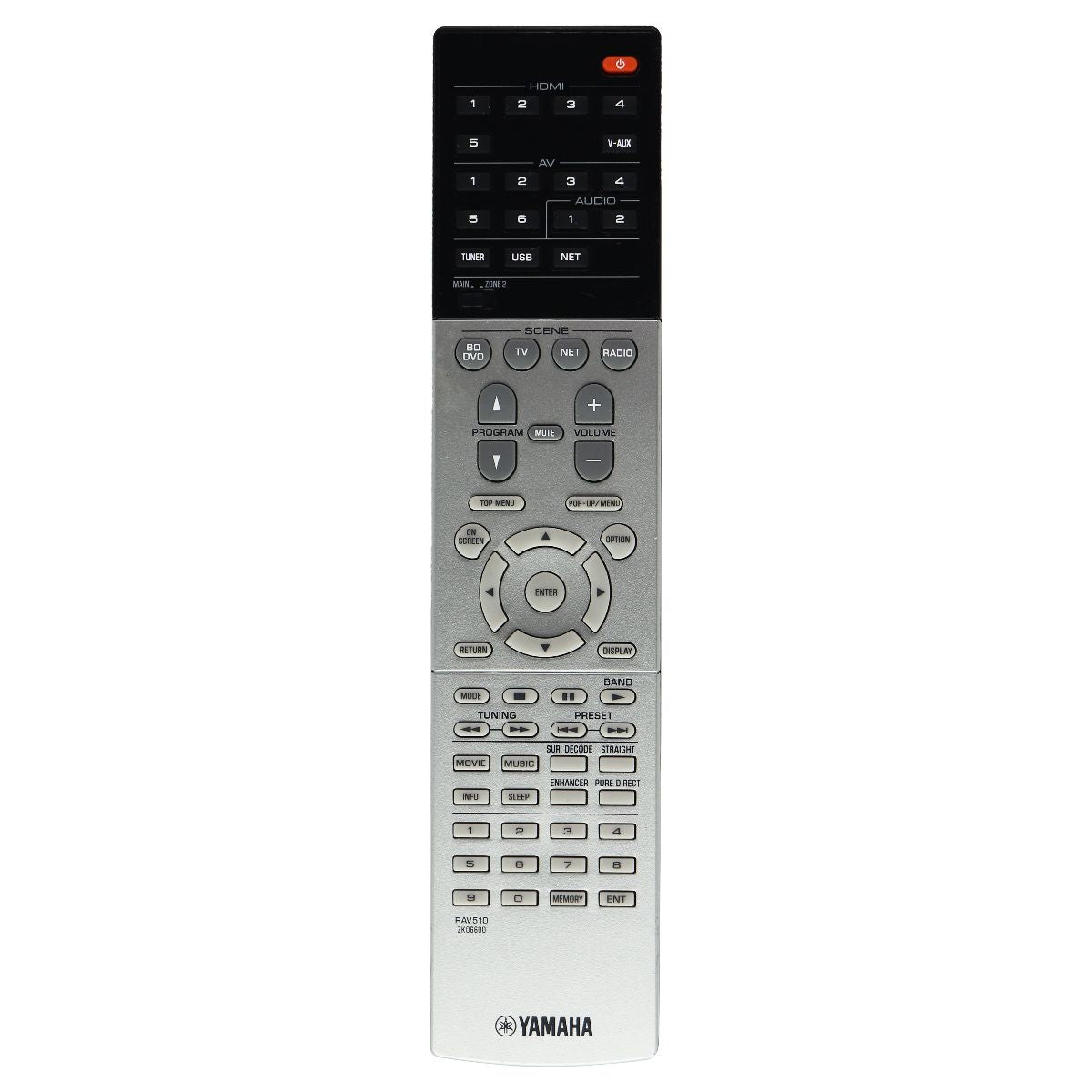 Yamaha RAV510 Remote Control for Select Yamaha Receivers - Silver (ZK06600) TV, Video & Audio Accessories - Remote Controls Yamaha    - Simple Cell Bulk Wholesale Pricing - USA Seller
