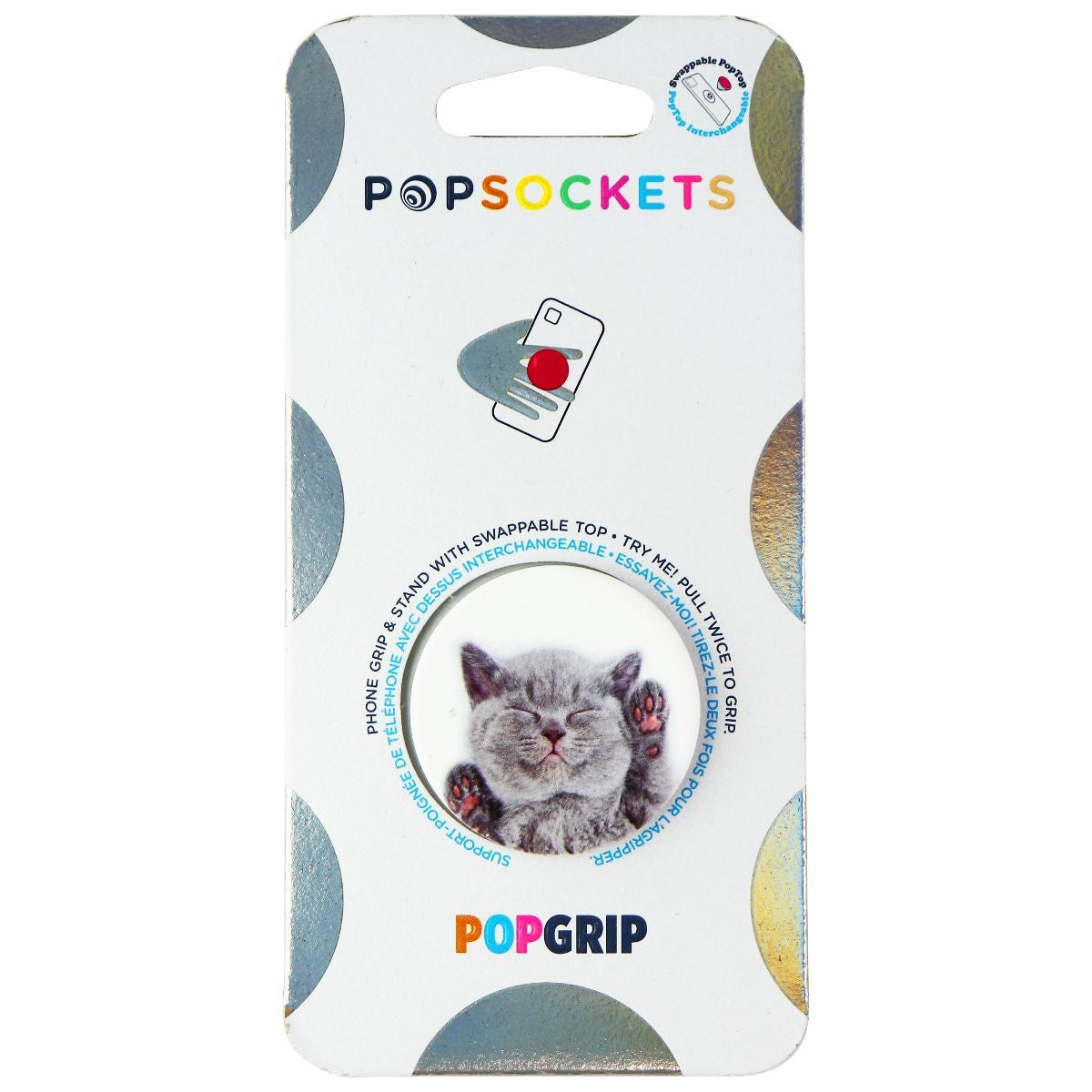 PopSockets PopGrip Stand & Grip with Swappable Top - Cat Nap Cell Phone - Mounts & Holders PopSockets    - Simple Cell Bulk Wholesale Pricing - USA Seller
