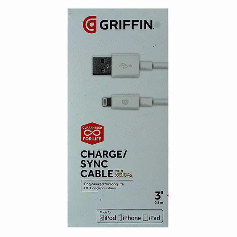 Griffin (GC40179) 3Ft Charge/Sync Cable for iPhones - White Cell Phone - Cables & Adapters Griffin    - Simple Cell Bulk Wholesale Pricing - USA Seller