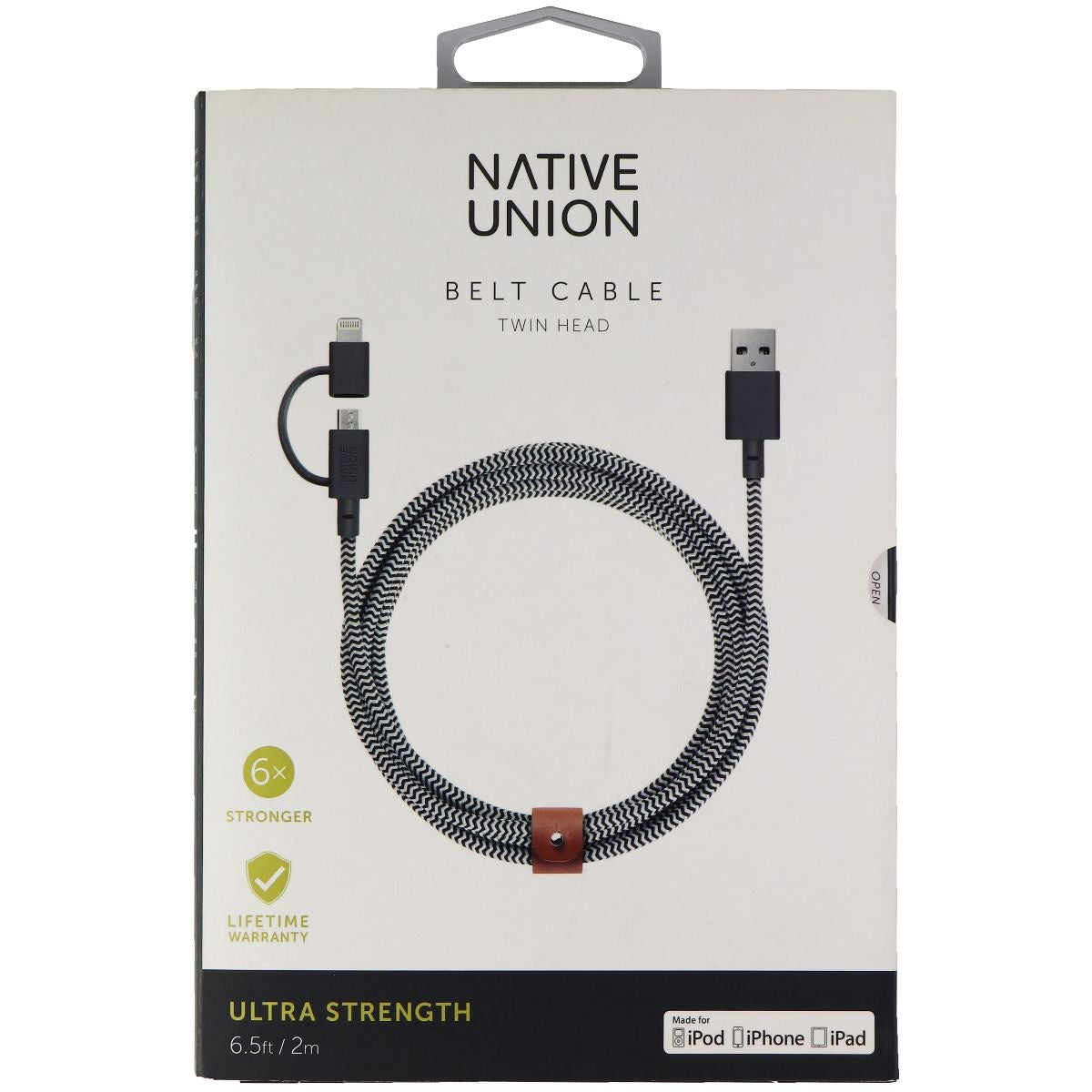 Native Union ( BELT-KV-UL-ZEB ) 6.5Ft Charge/Sync Cable for Micro USB Cell Phone - Cables & Adapters Native Union    - Simple Cell Bulk Wholesale Pricing - USA Seller