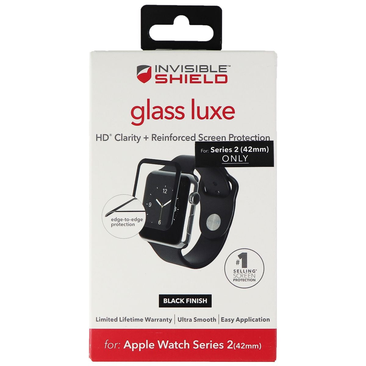 ZAGG InvisibleShield Glass Luxe Screen Protector for Apple Watch Series 2 Black Smart Watch Accessories - Screen Protectors Zagg    - Simple Cell Bulk Wholesale Pricing - USA Seller