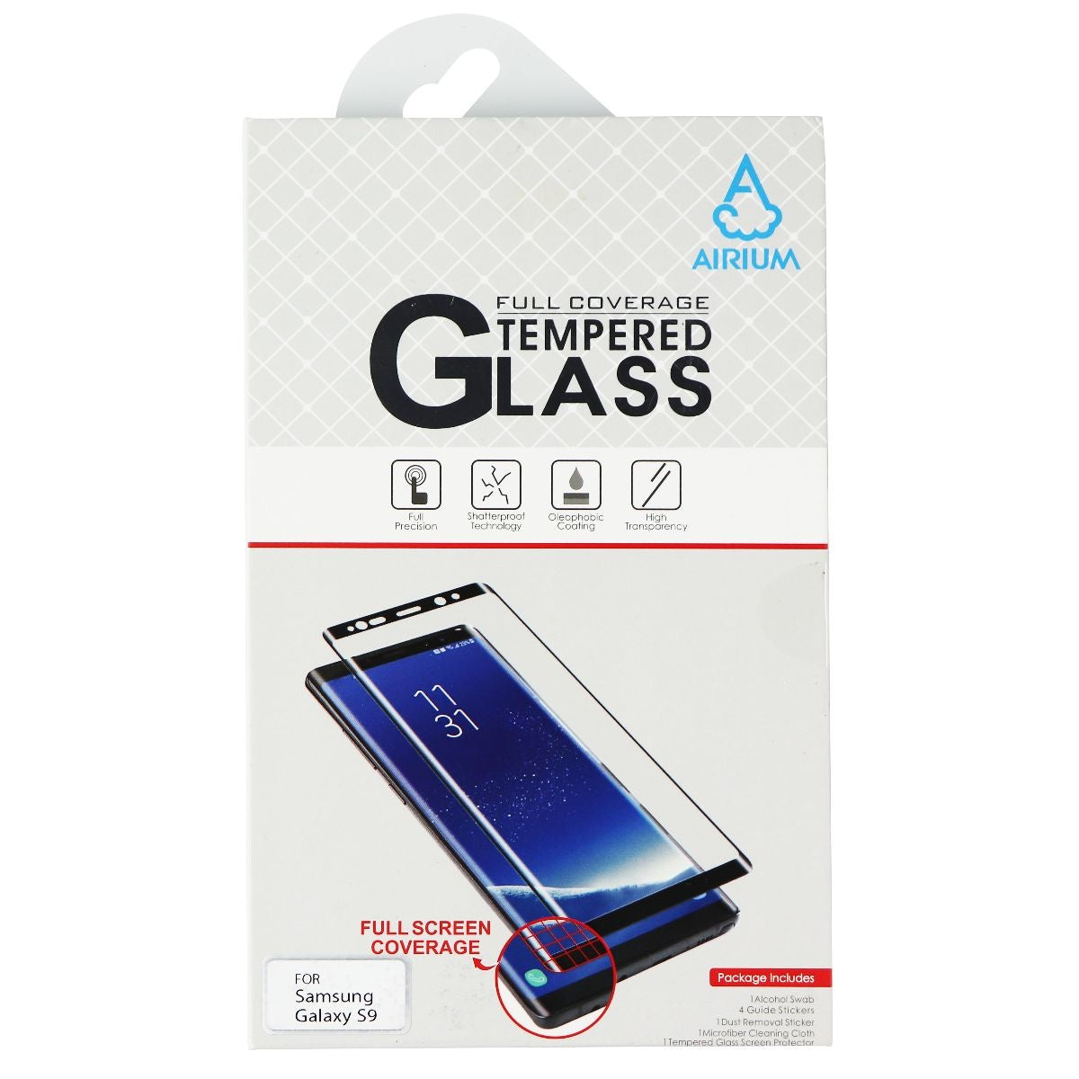 AIRIUM Full Coverage Tempered Glass for Samsung Galaxy S9 - Clear Cell Phone - Screen Protectors Airium    - Simple Cell Bulk Wholesale Pricing - USA Seller