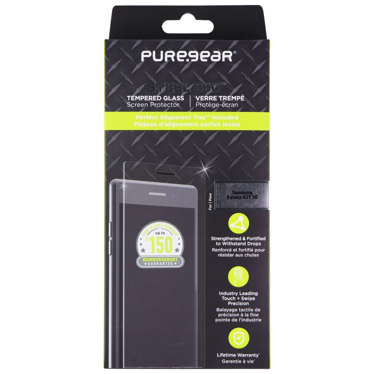 PureGear Steel 360 Series Tempered Glass for Samsung Galaxy A71 5G - Clear Cell Phone - Screen Protectors PureGear    - Simple Cell Bulk Wholesale Pricing - USA Seller
