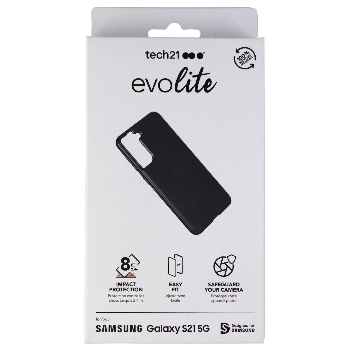 Tech21 Evo Lite Series Case for Samsung Galaxy S21 (5G) - Black Cell Phone - Cases, Covers & Skins Tech21    - Simple Cell Bulk Wholesale Pricing - USA Seller