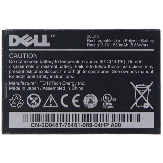 Dell OEM Rechargeable 3.7V 1530mAh Battery - Black (20QF0) Cell Phone - Batteries Dell    - Simple Cell Bulk Wholesale Pricing - USA Seller