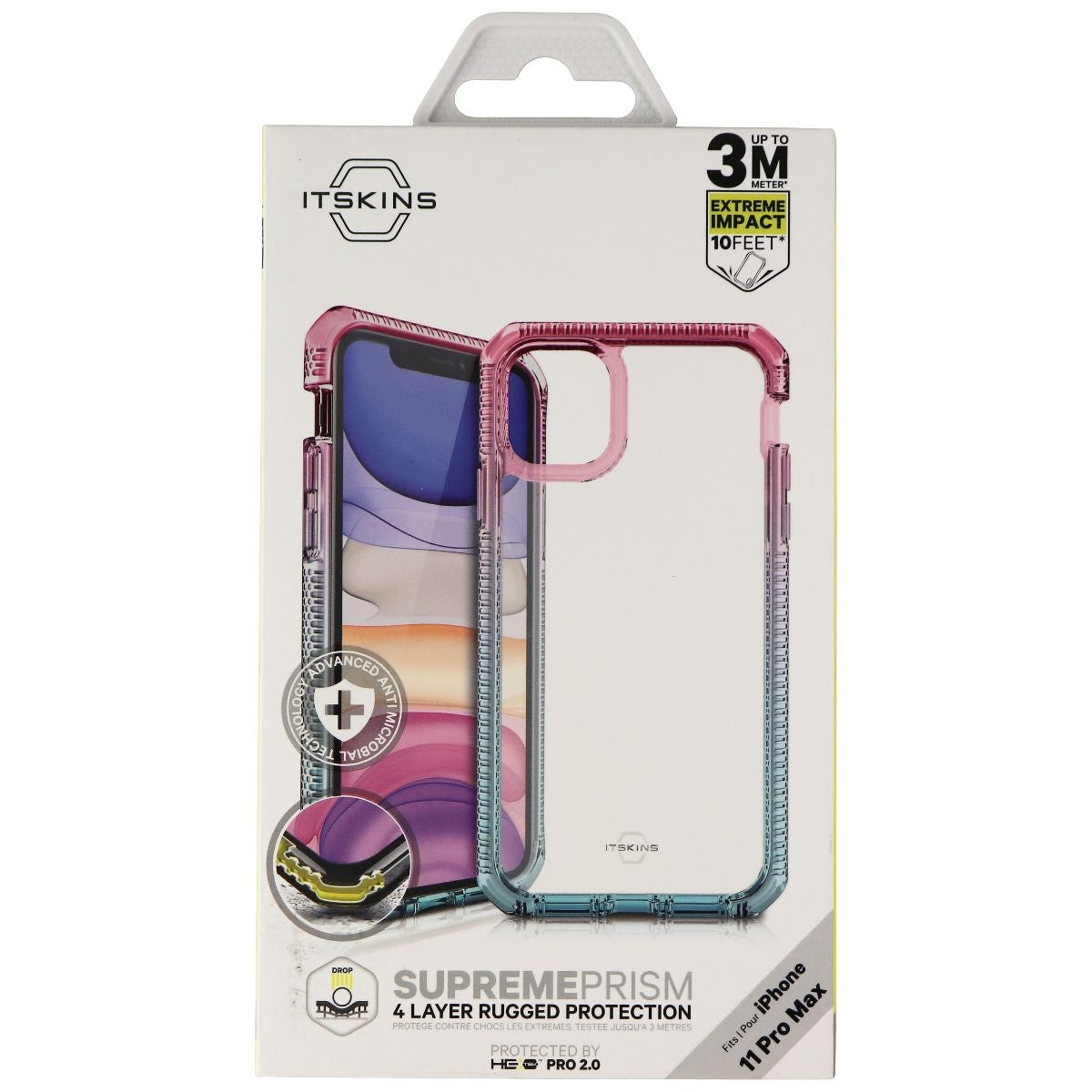 ITSKINS Supreme Prism Series Hard Case for iPhone 11 Pro Max - Pink/Teal/Clear Cell Phone - Cases, Covers & Skins ITSKINS    - Simple Cell Bulk Wholesale Pricing - USA Seller