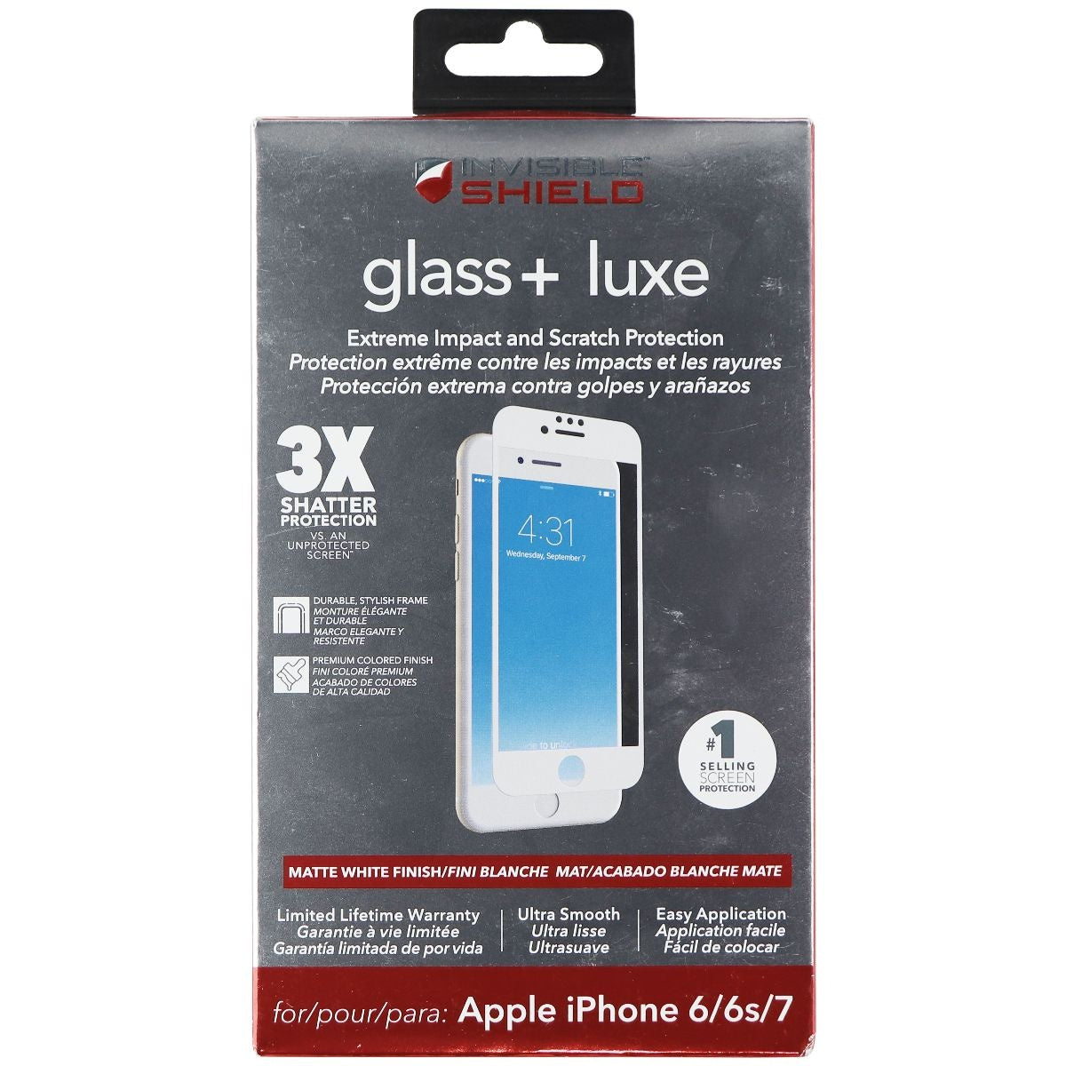 ZAGG InvisibleShield Glass + Luxe Screen Protector for iPhone 8/7/6s/6 - White Cell Phone - Screen Protectors Zagg    - Simple Cell Bulk Wholesale Pricing - USA Seller