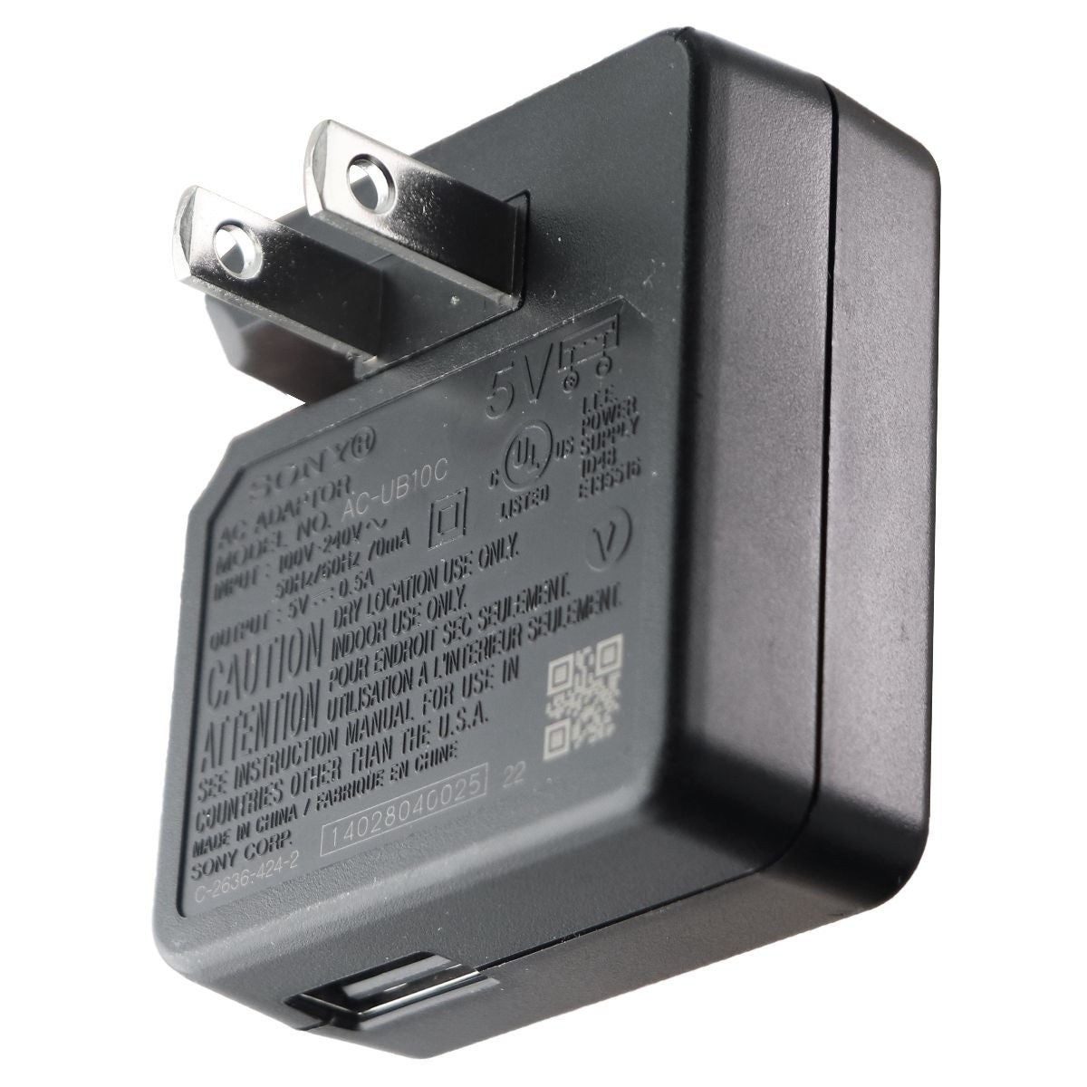 Sony (5V/0.5A) Single Port USB Wall Charger - Black (AC-UB10C) Cell Phone - Chargers & Cradles Sony    - Simple Cell Bulk Wholesale Pricing - USA Seller