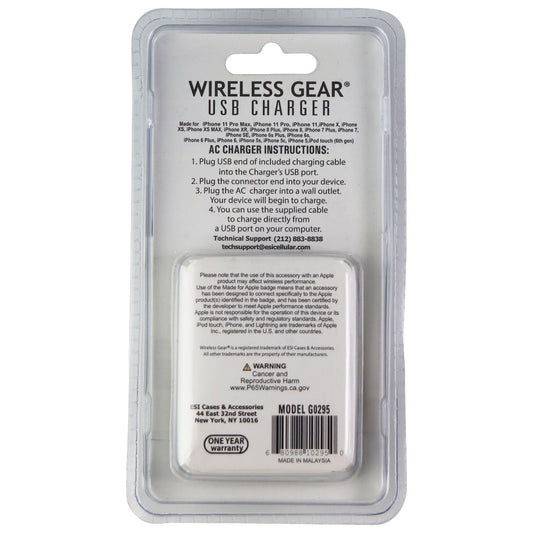 Wireless Gear (3-Foot) MFi USB Cable with Wall Adapter - White Cell Phone - Chargers & Cradles Wireless Gear    - Simple Cell Bulk Wholesale Pricing - USA Seller