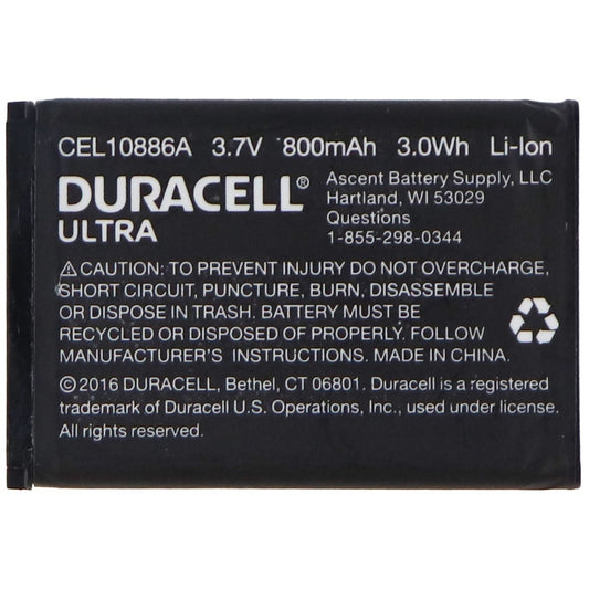 Duracell Ultra 3.7V Rechargeable 800mAh Battery - Black (CEL10886A) Cell Phone - Batteries Duracell    - Simple Cell Bulk Wholesale Pricing - USA Seller