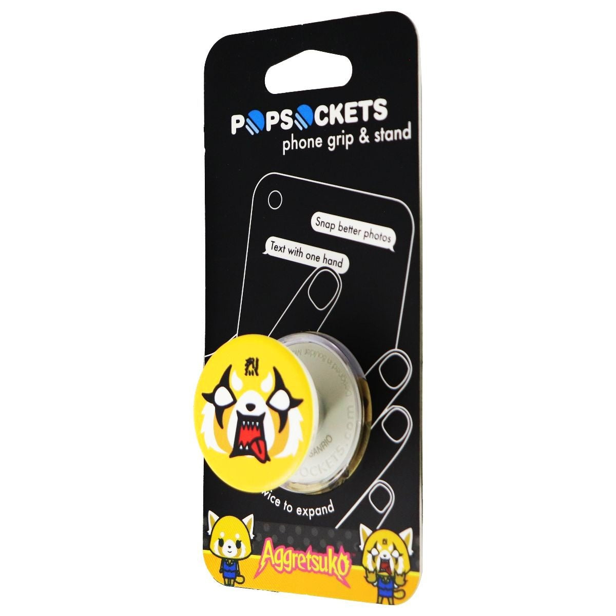 PopSockets: Collapsible Grip & Stand for Phones Tablets - Aggretsuko Face Cell Phone - Mounts & Holders PopSockets    - Simple Cell Bulk Wholesale Pricing - USA Seller