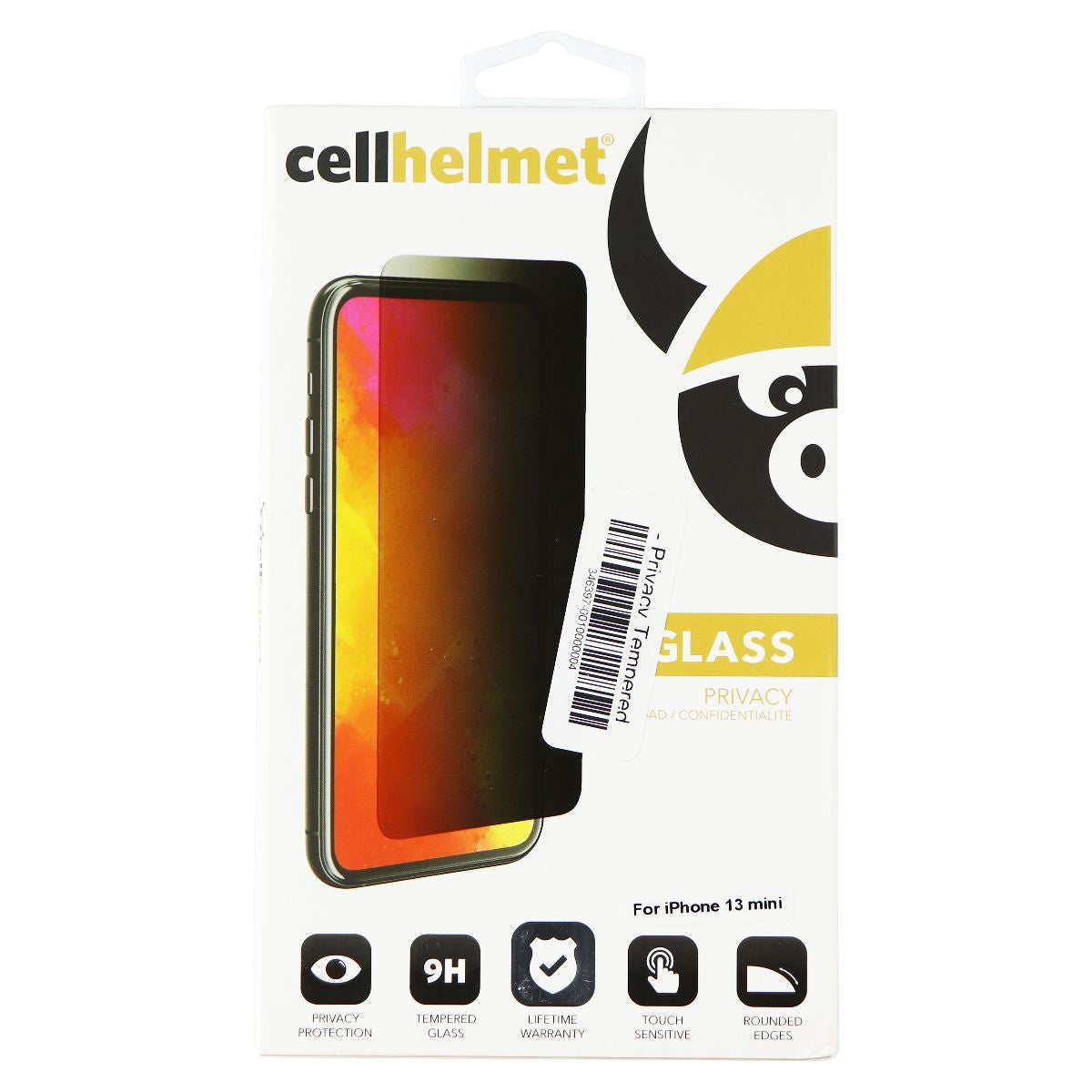 CellHelmet Glass Privacy Screen Protector for Apple iPhone 13 mini - Tinted Cell Phone - Screen Protectors CellHelmet    - Simple Cell Bulk Wholesale Pricing - USA Seller