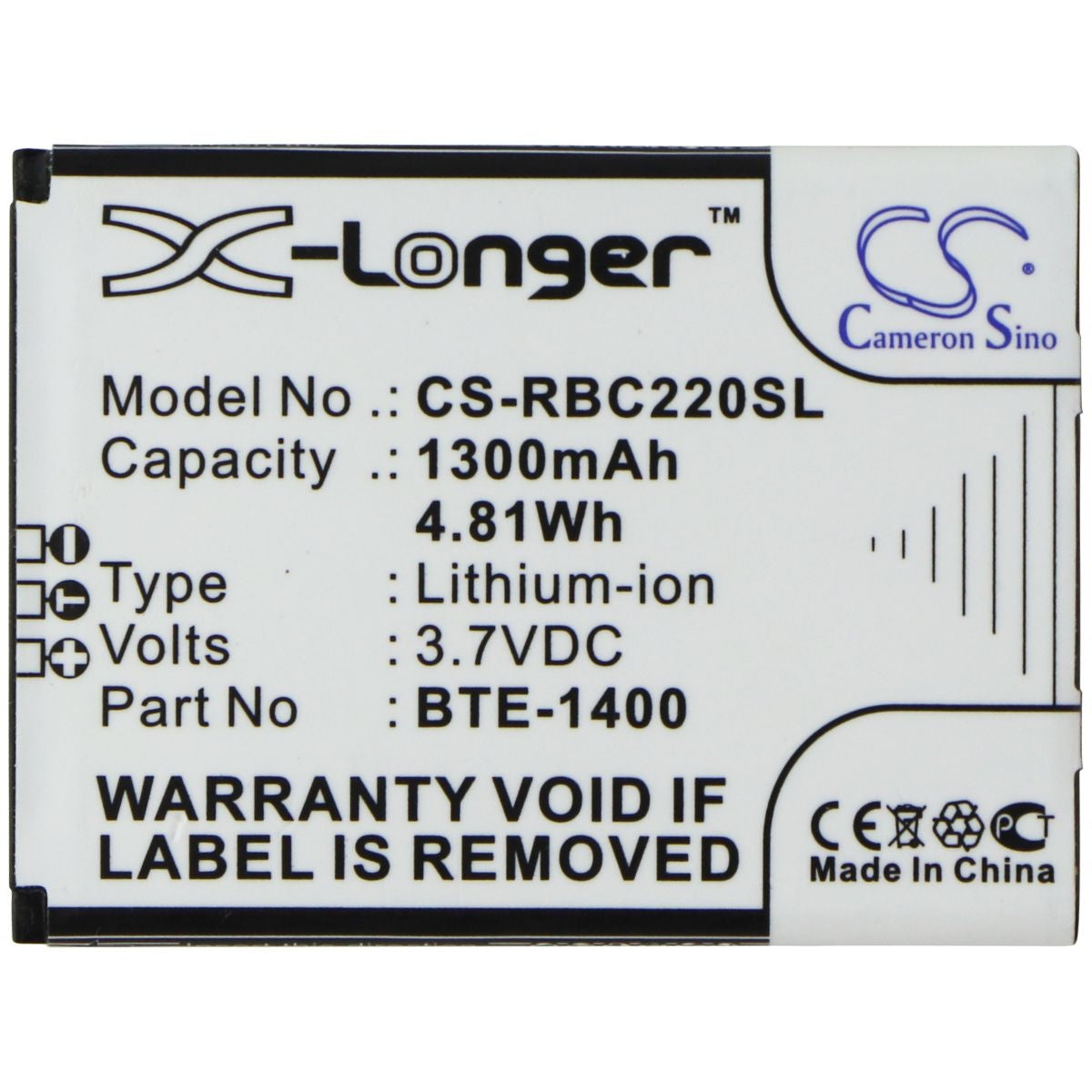 Cameron Sino (CS-RBC220SL) Lithium-Ion Battery (3.7V/4.81Wh/1300mAh) Computer Parts - Power Supplies Cameron Sino    - Simple Cell Bulk Wholesale Pricing - USA Seller