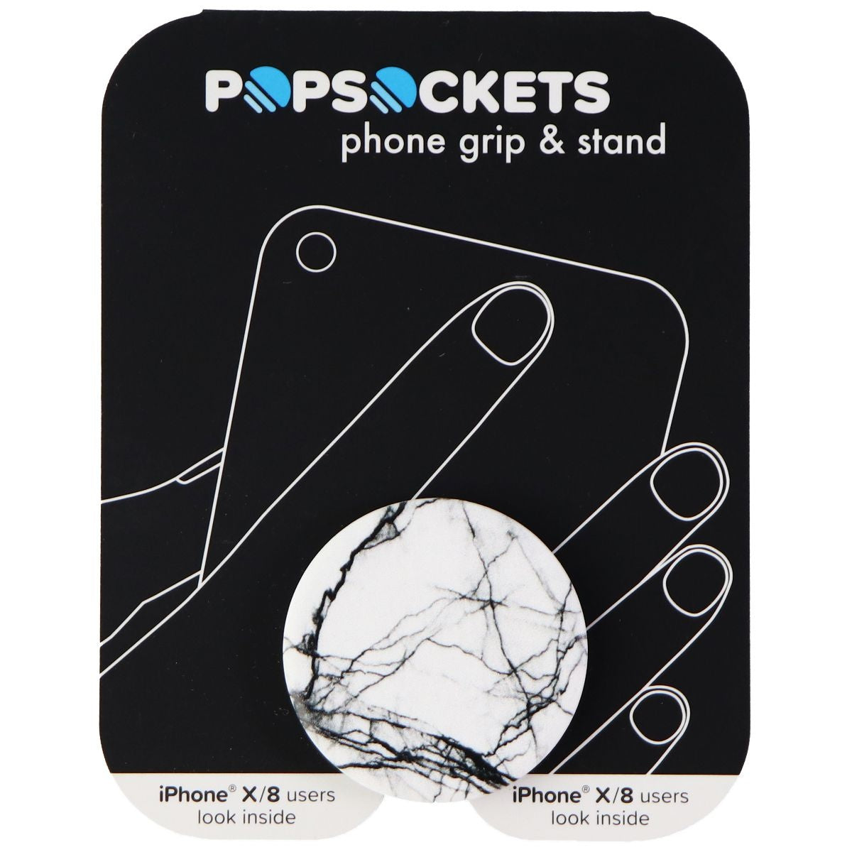 PopSockets: Collapsible Grip & Stand for - White Marble (X/8 Packaging) Cell Phone - Mounts & Holders PopSockets    - Simple Cell Bulk Wholesale Pricing - USA Seller