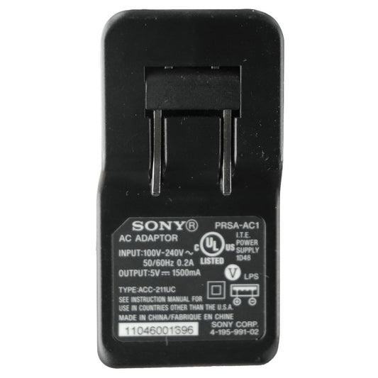 Sony (5V/1.5A) Single Port USB Wall Charger - Black (PRSA-AC1) Cell Phone - Chargers & Cradles Sony    - Simple Cell Bulk Wholesale Pricing - USA Seller
