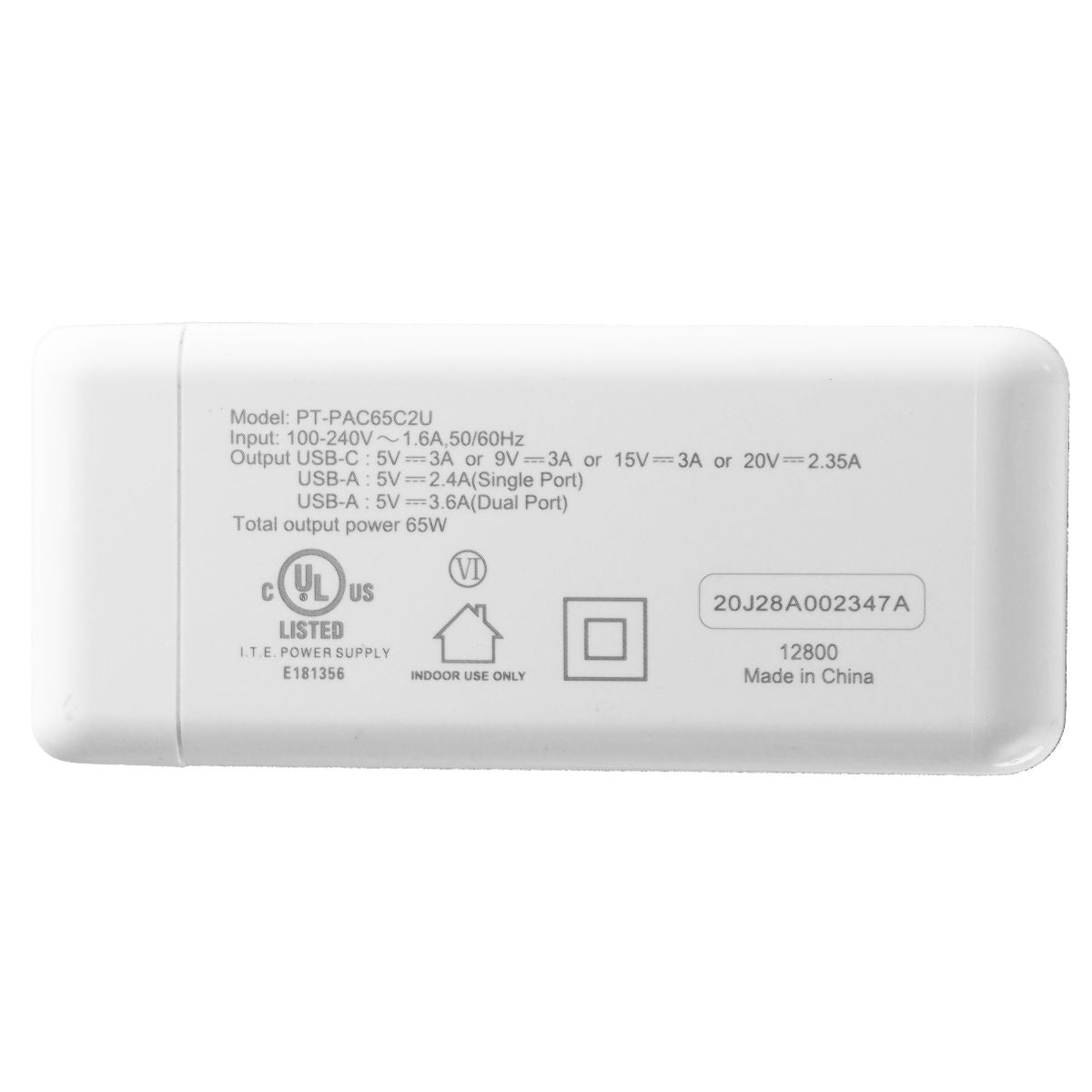 Platinum (65W) Dual USB + 47W USB-C Wall Charger - White (PT-PAC65C2U) Computer Accessories - Laptop Power Adapters/Chargers Platinum    - Simple Cell Bulk Wholesale Pricing - USA Seller