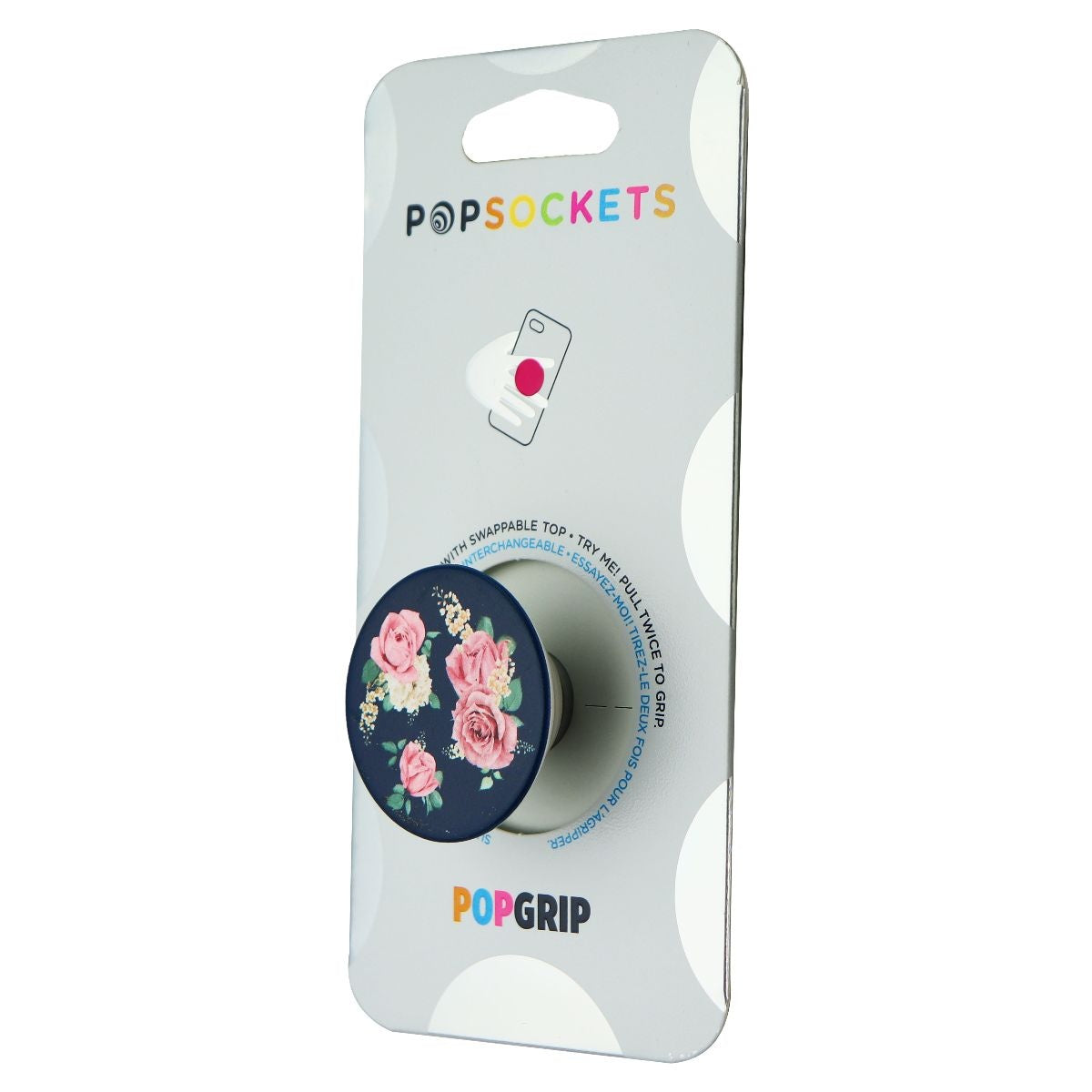 PopSockets PopGrip Swappable Grip for Phones & Tablets - Navy Blue/Pink Rose Cell Phone - Mounts & Holders PopSockets    - Simple Cell Bulk Wholesale Pricing - USA Seller