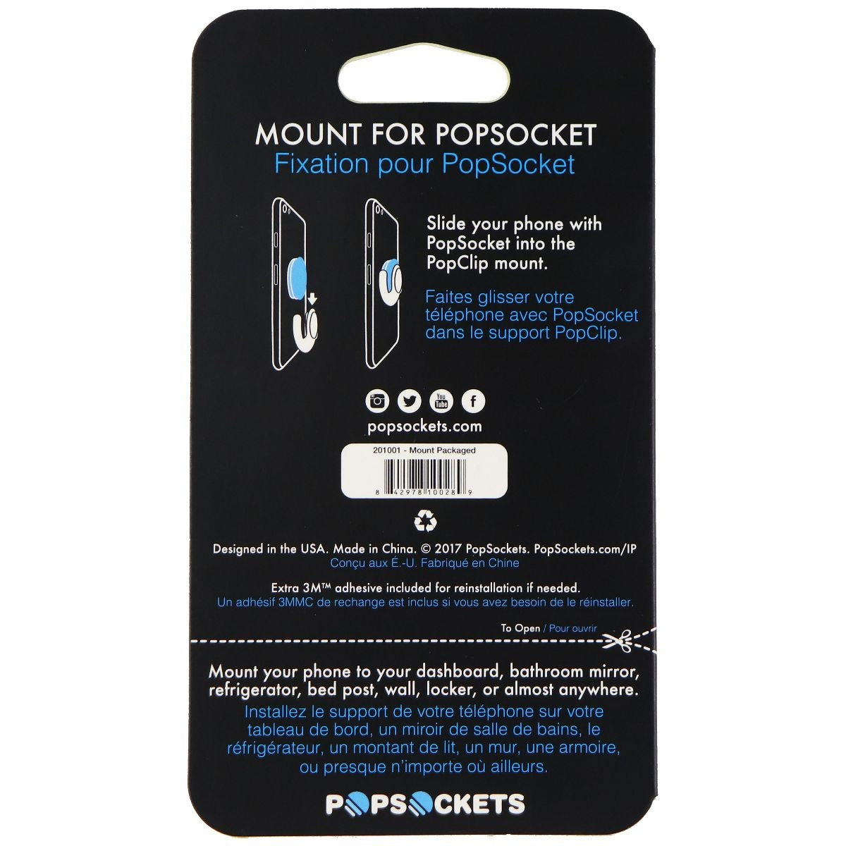 PopSockets: Adhesive Mount for All PopSockets Grips - Black Cell Phone - Mounts & Holders PopSockets    - Simple Cell Bulk Wholesale Pricing - USA Seller