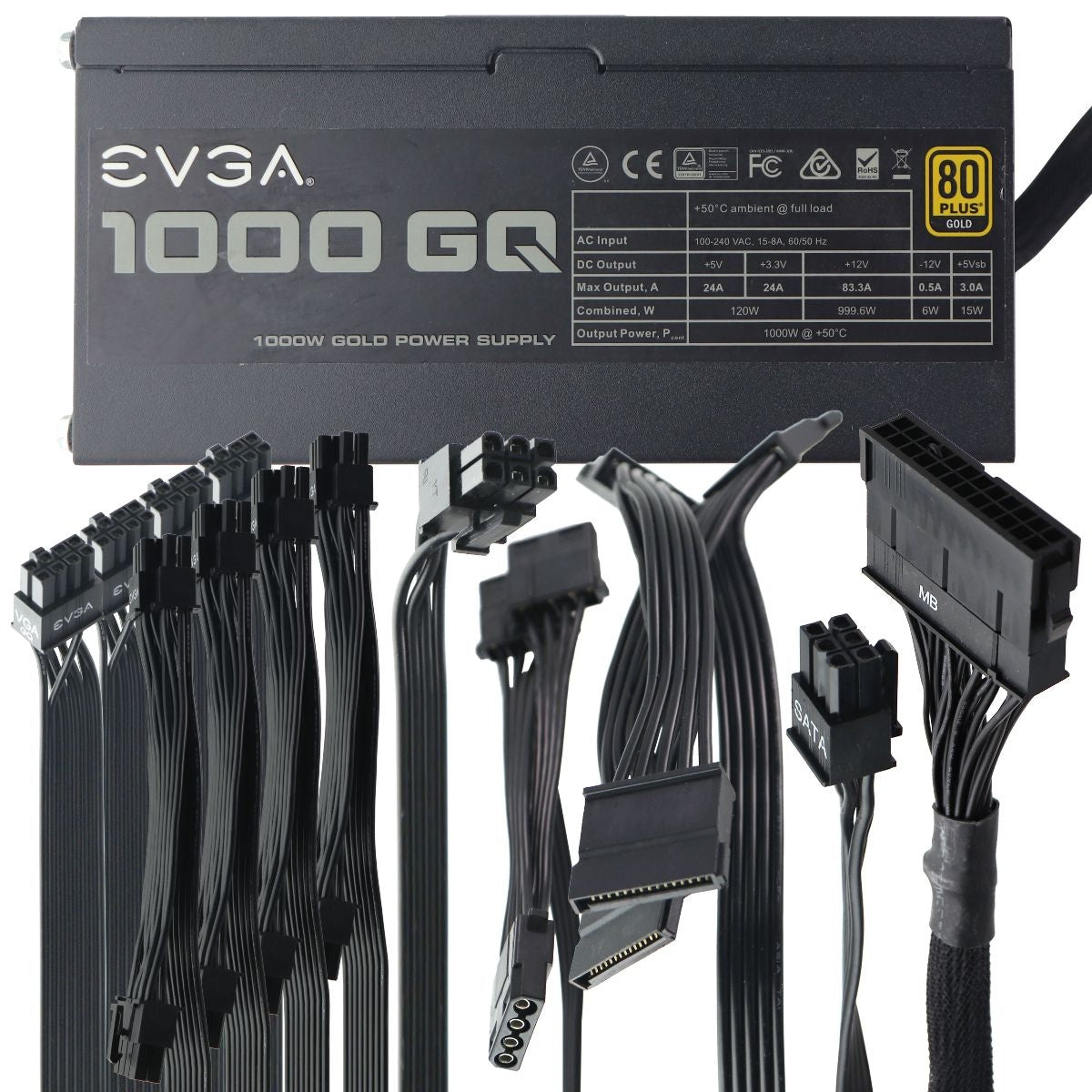 EVGA 80+ Gold 1000W Semi Modular Power Supply GQ (210-GQ-1000-V1) - Black Multipurpose Batteries & Power - Multipurpose AC to DC Adapters EVGA    - Simple Cell Bulk Wholesale Pricing - USA Seller