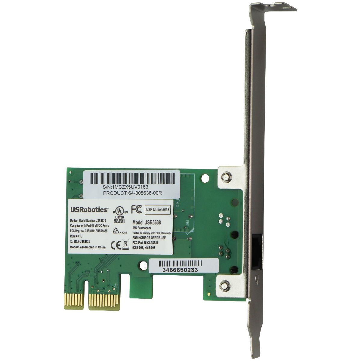 USRobotics 56K V.92 PCI Express Dial-Up Fax and Data Modem (USR5638) Internal Modem Cards USRobotics    - Simple Cell Bulk Wholesale Pricing - USA Seller