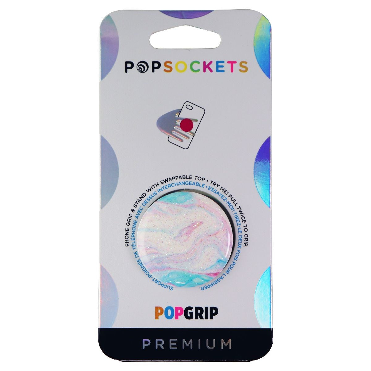 PopSockets PopGrip Phone Grip & Stand with Swappable Top - Glitter Sof ...