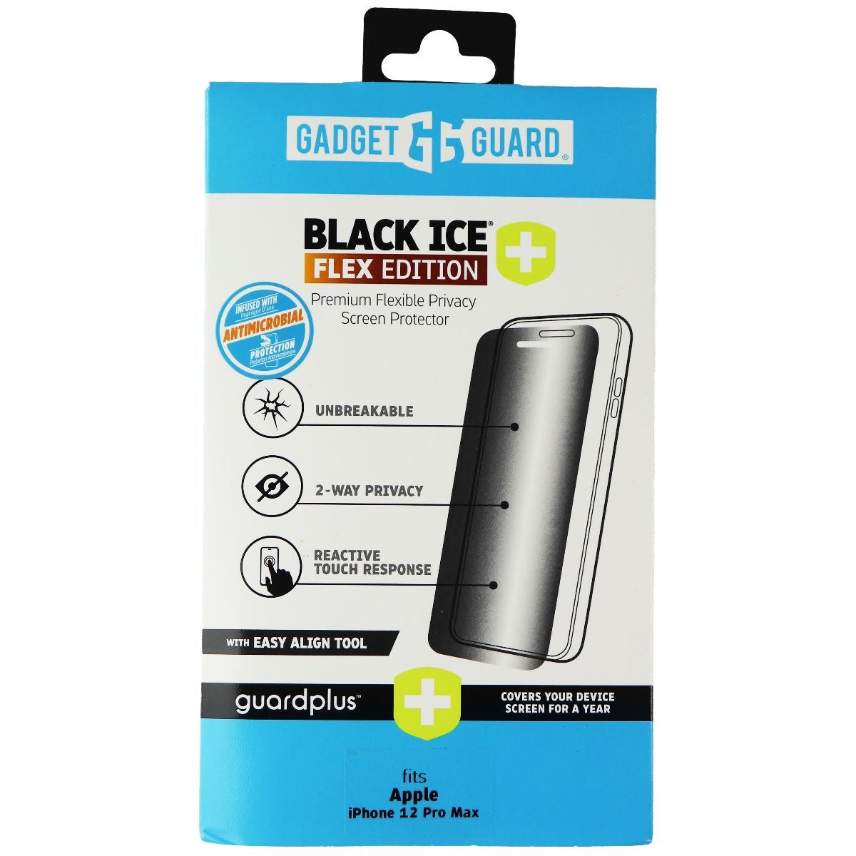 Gadget Guard (Black Ice+) Flex PRIVACY Protector for Apple iPhone 12 Pro Max Cell Phone - Screen Protectors Gadget Guard    - Simple Cell Bulk Wholesale Pricing - USA Seller