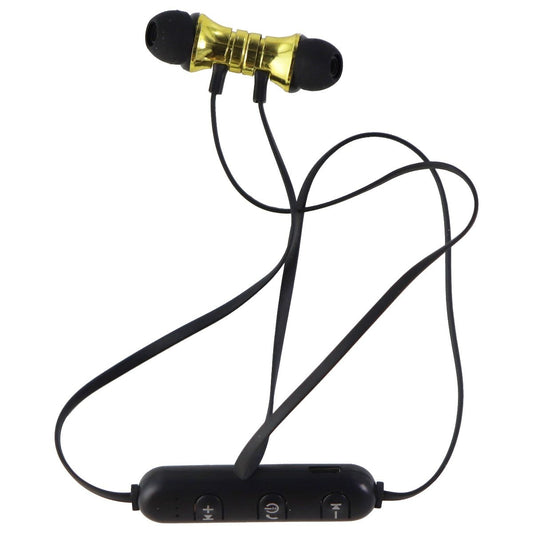 Wireless Around-The-Neck Bluetooth In-Ear Headphones w/ Microphone - Gold/Black Portable Audio - Headphones Unbranded    - Simple Cell Bulk Wholesale Pricing - USA Seller