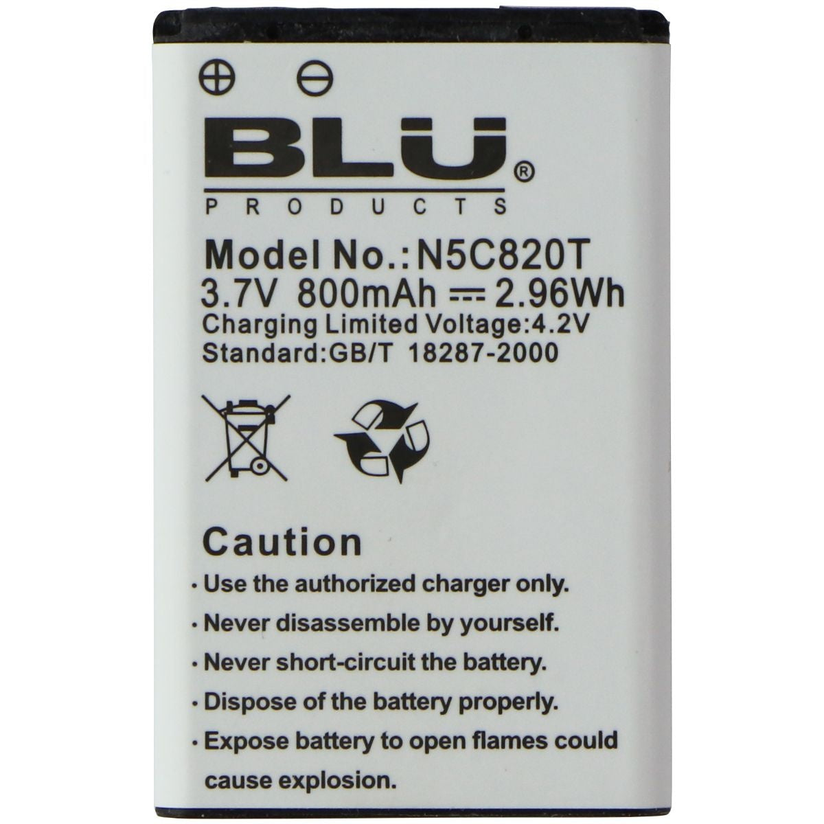 BLU (N5C820T) OEM Replacement Battery (3.7V/2.96Wh/800mAh) - White Computer Parts - Power Supplies BLU    - Simple Cell Bulk Wholesale Pricing - USA Seller