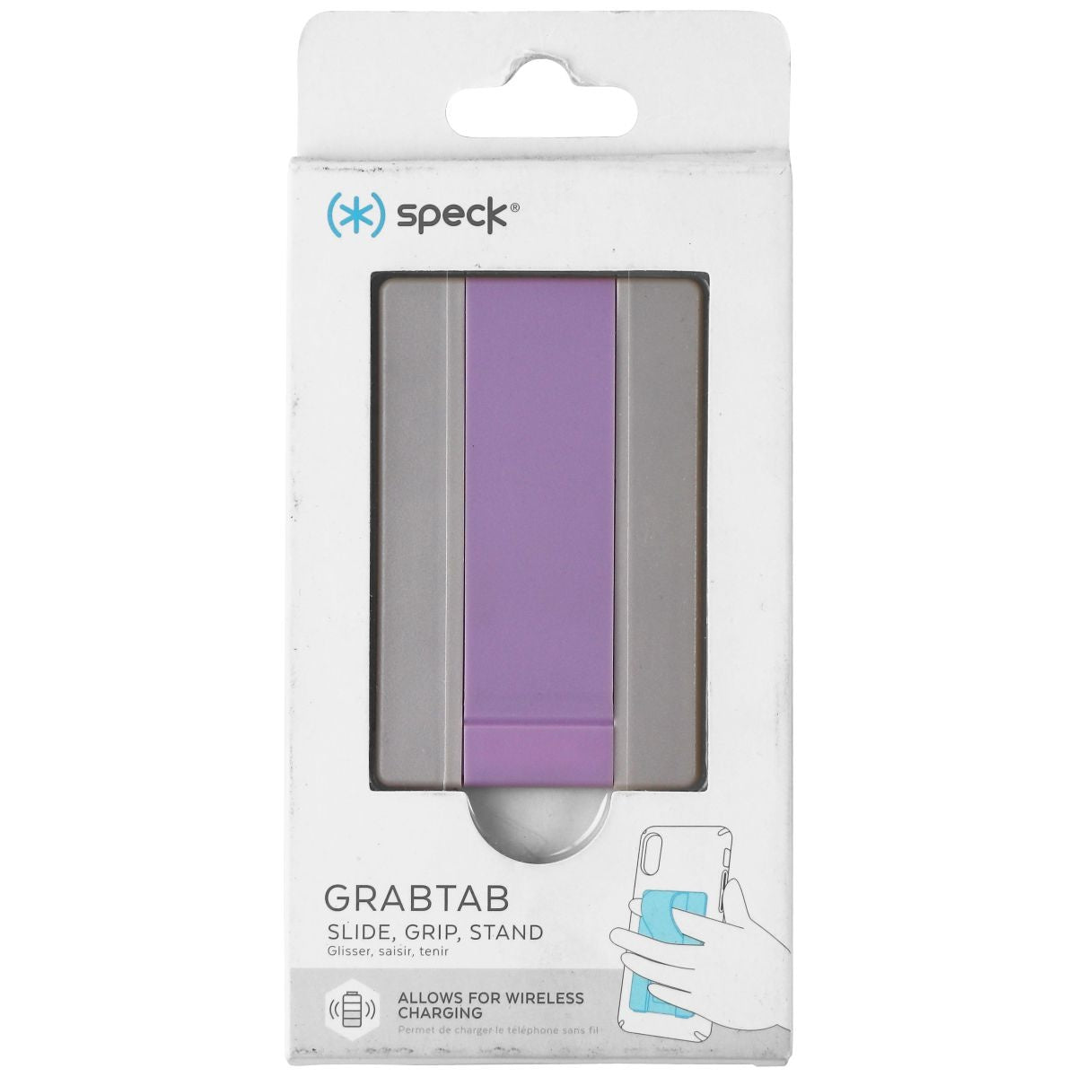 Speck GrabTab Cell Phone Holder and Stand - Dolphin Gray/Caprice Purple Cell Phone - Mounts & Holders Speck    - Simple Cell Bulk Wholesale Pricing - USA Seller
