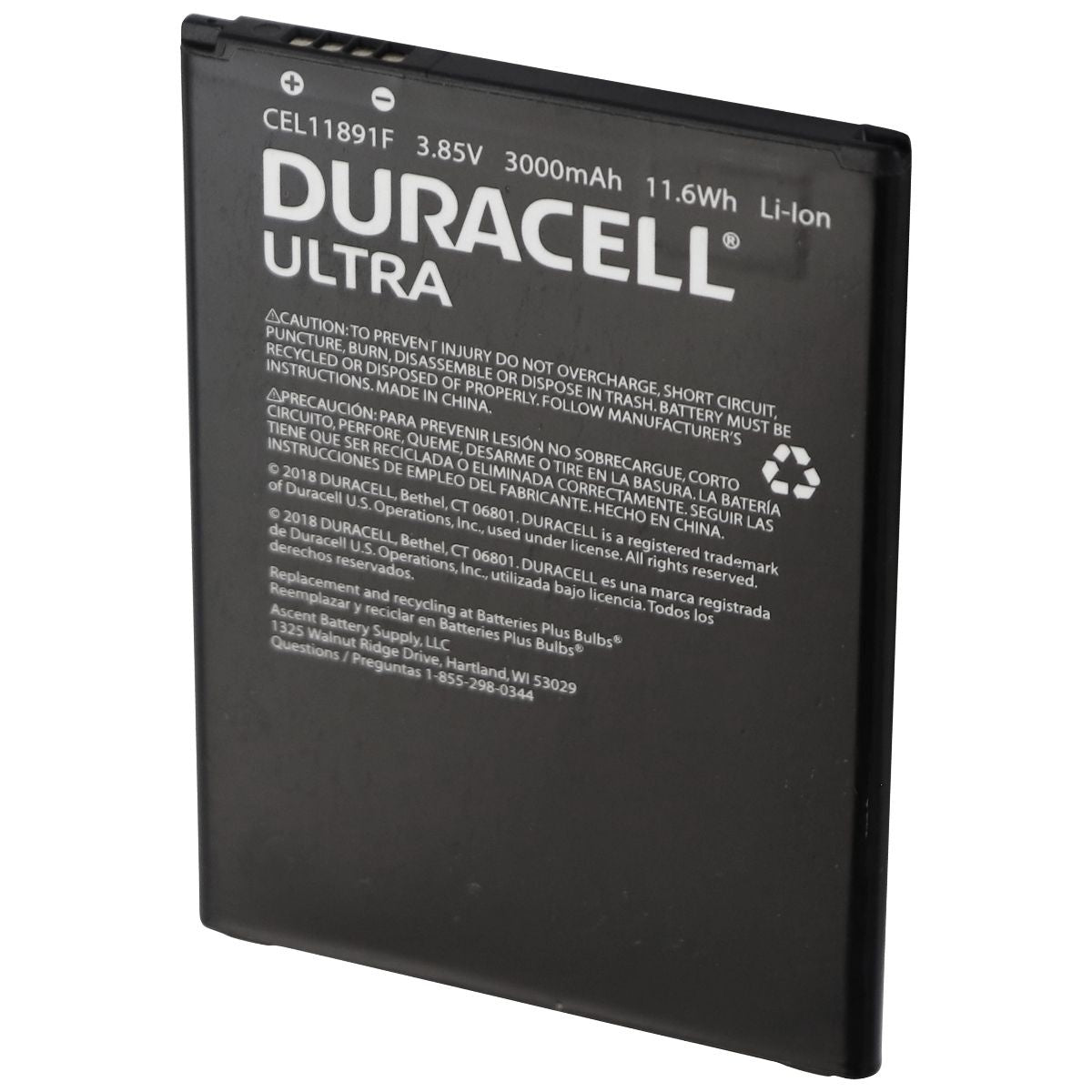 Duracell Ultra CEL11891F 3.85V 3000mAh Lithium Ion Battery for LG Cell Phone - Batteries Duracell    - Simple Cell Bulk Wholesale Pricing - USA Seller