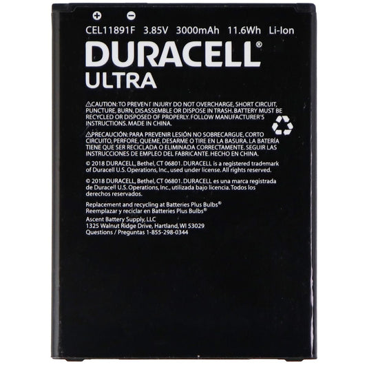 Duracell Ultra CEL11891F 3.85V 3000mAh Lithium Ion Battery for LG Cell Phone - Batteries Duracell    - Simple Cell Bulk Wholesale Pricing - USA Seller