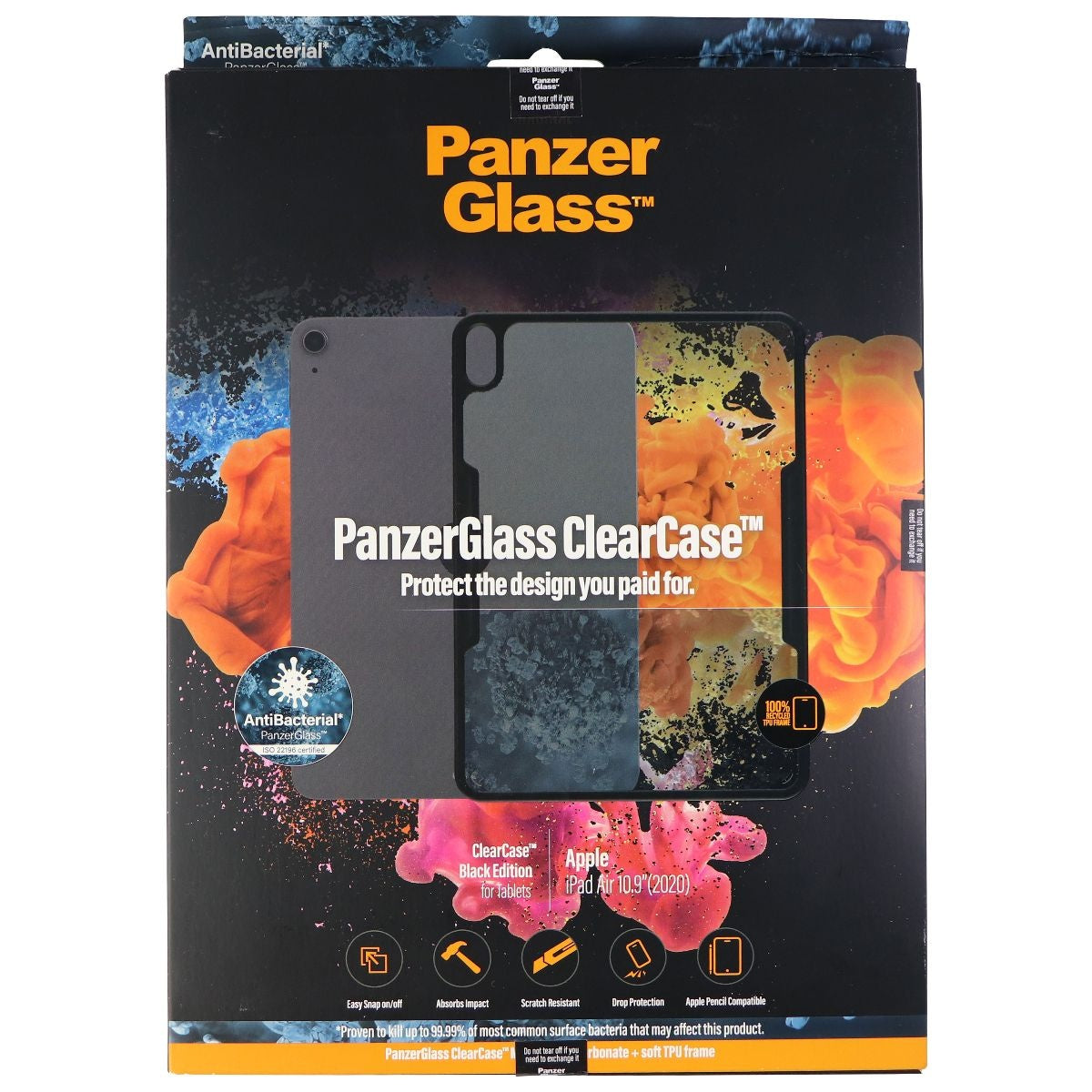 PanzerGlass ClearCase Series Case for Apple iPad 10.9-in (2020) - Black iPad/Tablet Accessories - Cases, Covers, Keyboard Folios PanzerGlass    - Simple Cell Bulk Wholesale Pricing - USA Seller