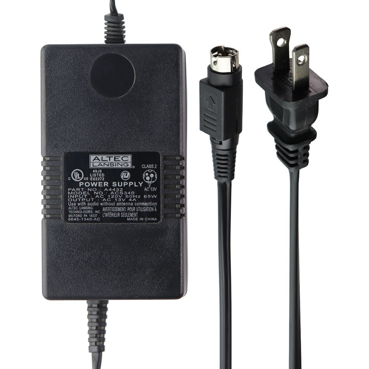 Altec Lansing (13V/4A) 65W Class 2 Power Supply - Black (A4432 / ACS340) Multipurpose Batteries & Power - Multipurpose AC to DC Adapters Altec Lansing    - Simple Cell Bulk Wholesale Pricing - USA Seller